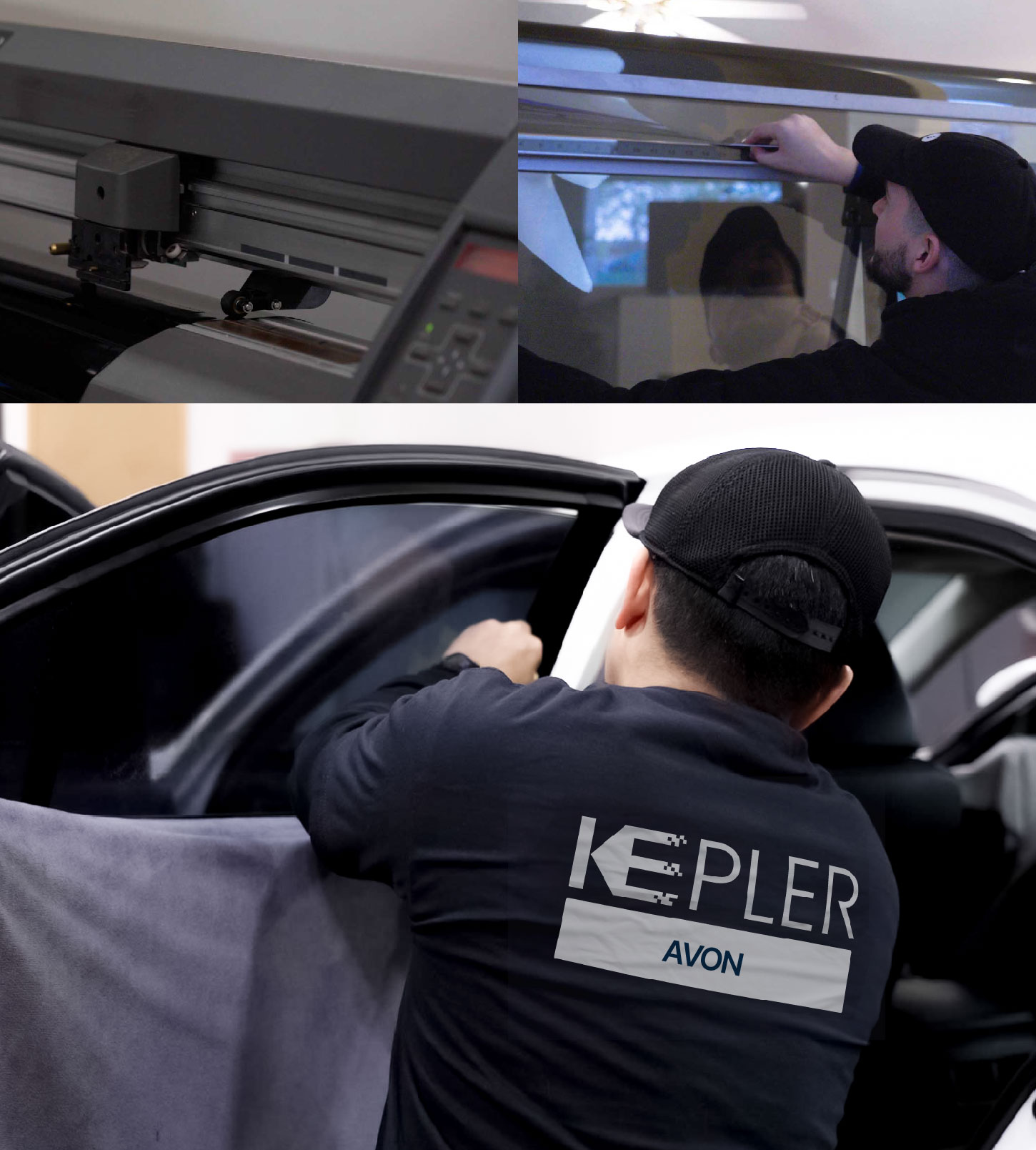 Automotive Window Tinting Expert Applying Film in Avon, Indiana