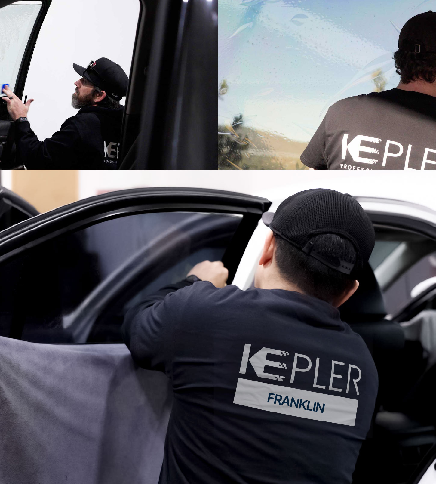 Automotive Window Tinting Expert Applying Film in Franklin, Indiana