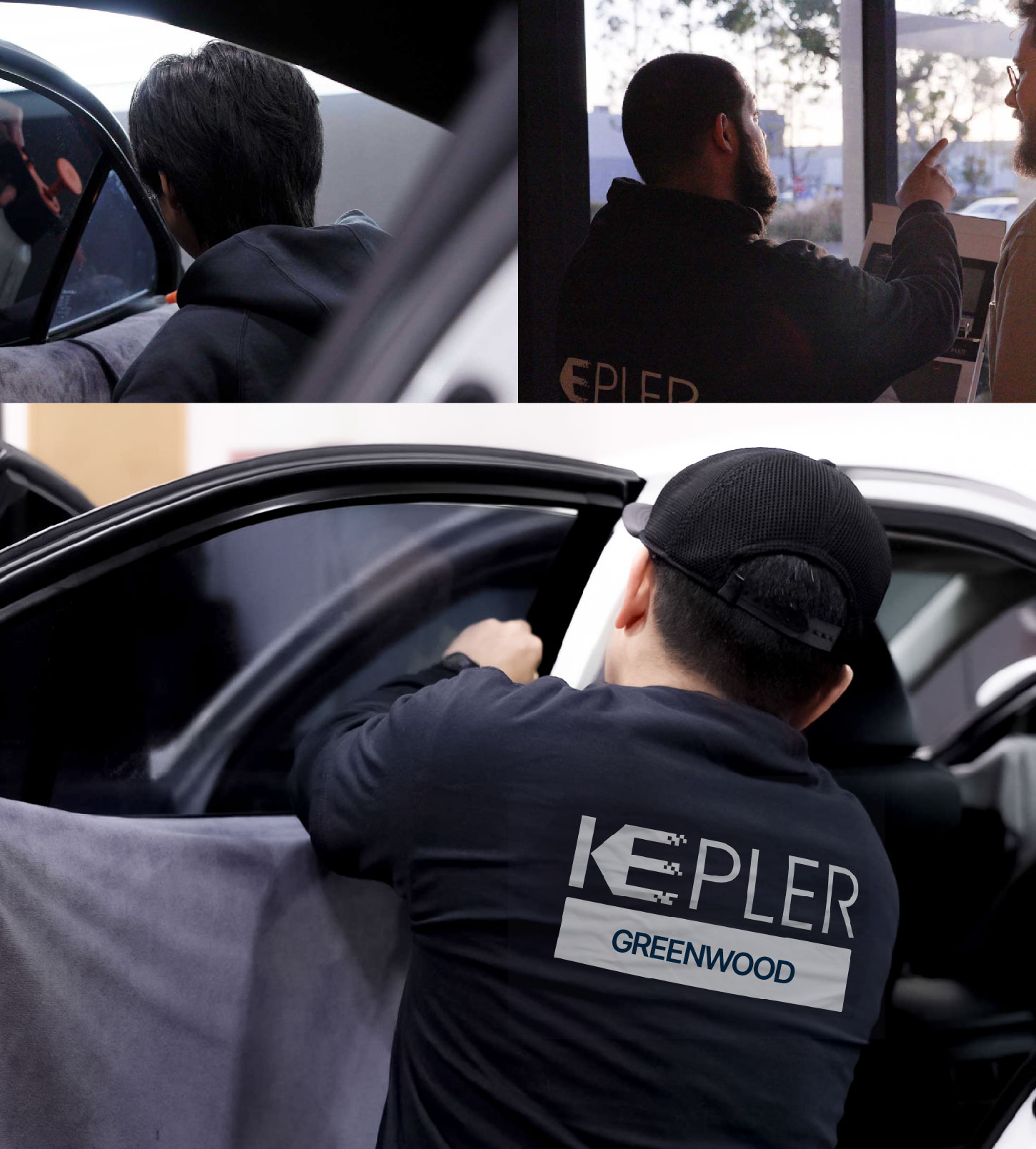 Automotive Window Tinting Expert Applying Film in Greenwood, Indiana