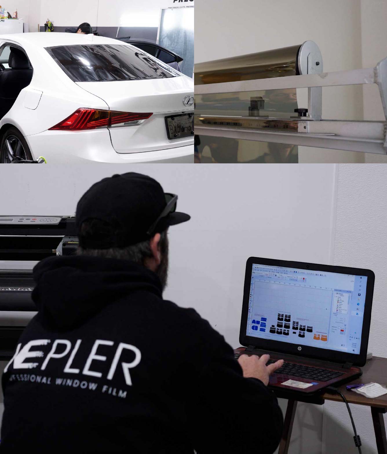 Ceramic Window Tinting Expert Cutting Film in Kalispell, Montana