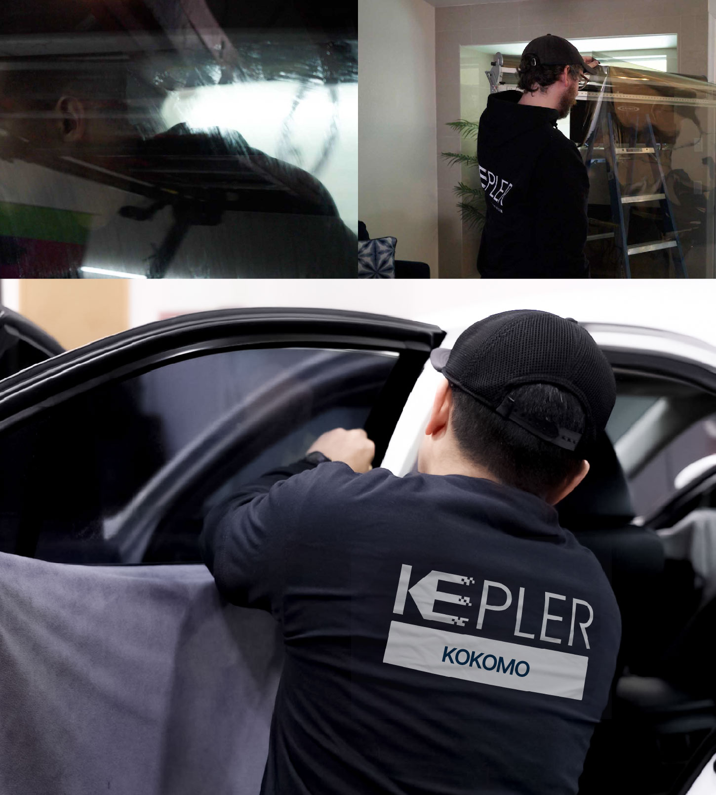 Automotive Window Tinting Expert Applying Film in Kokomo, Indiana