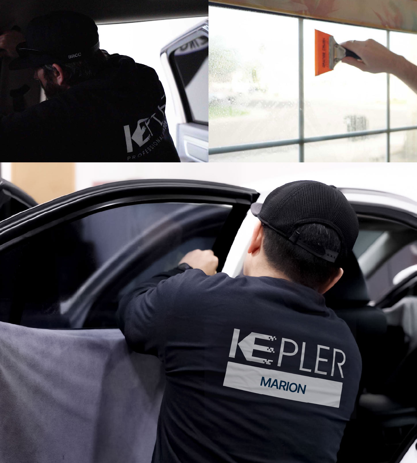 Automotive Window Tinting Expert Applying Film in Marion, Indiana
