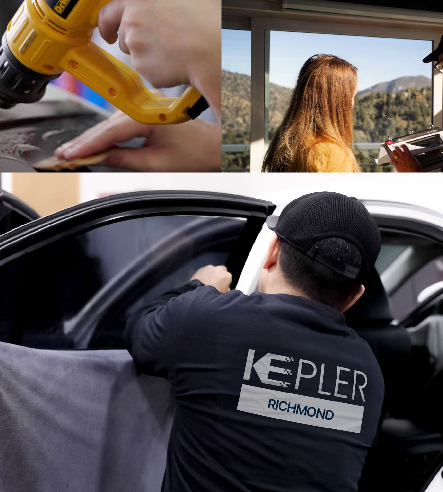 Automotive Window Tinting Expert Applying Film in Richmond, Indiana