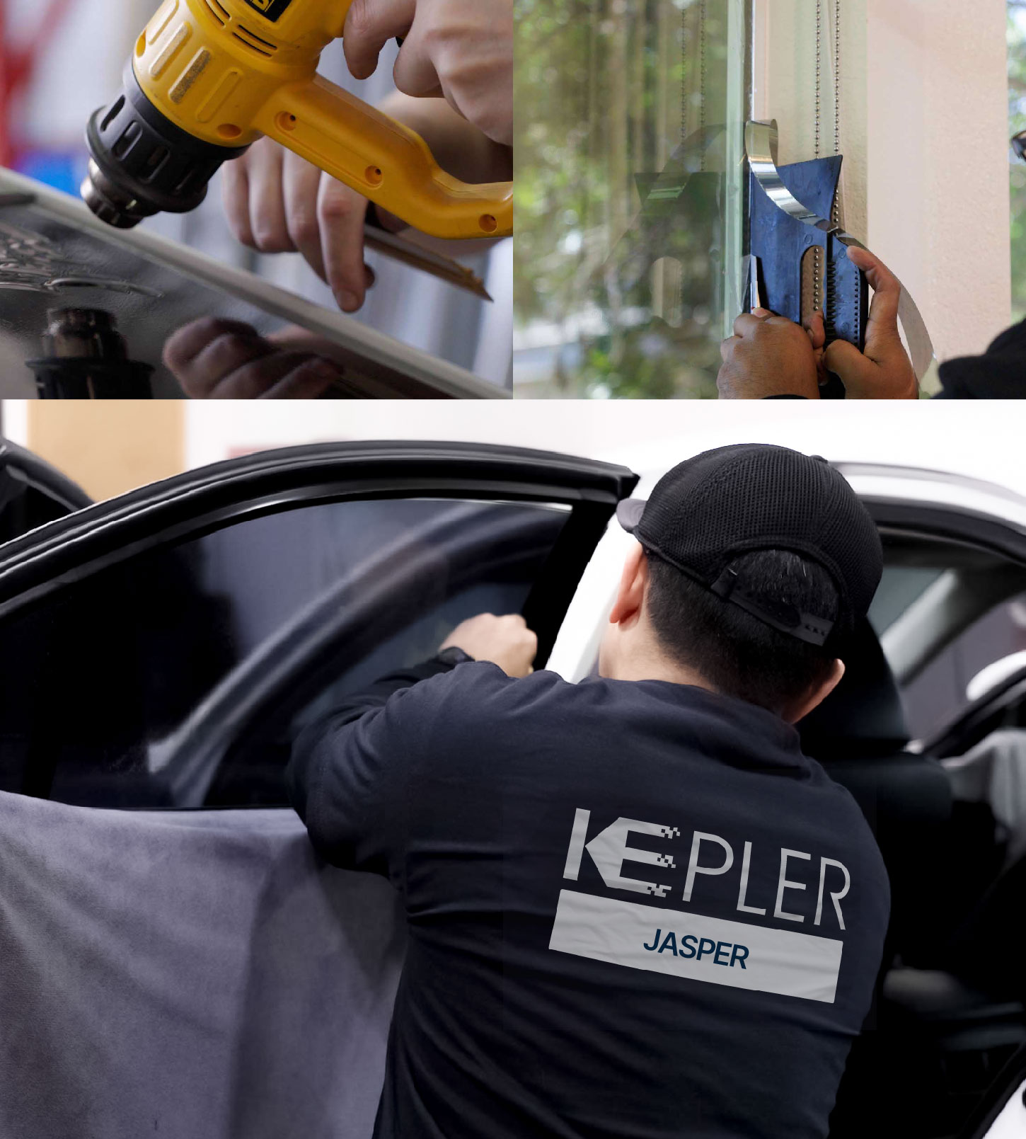 Automotive Window Tinting Expert Applying Film in Jasper, Indiana
