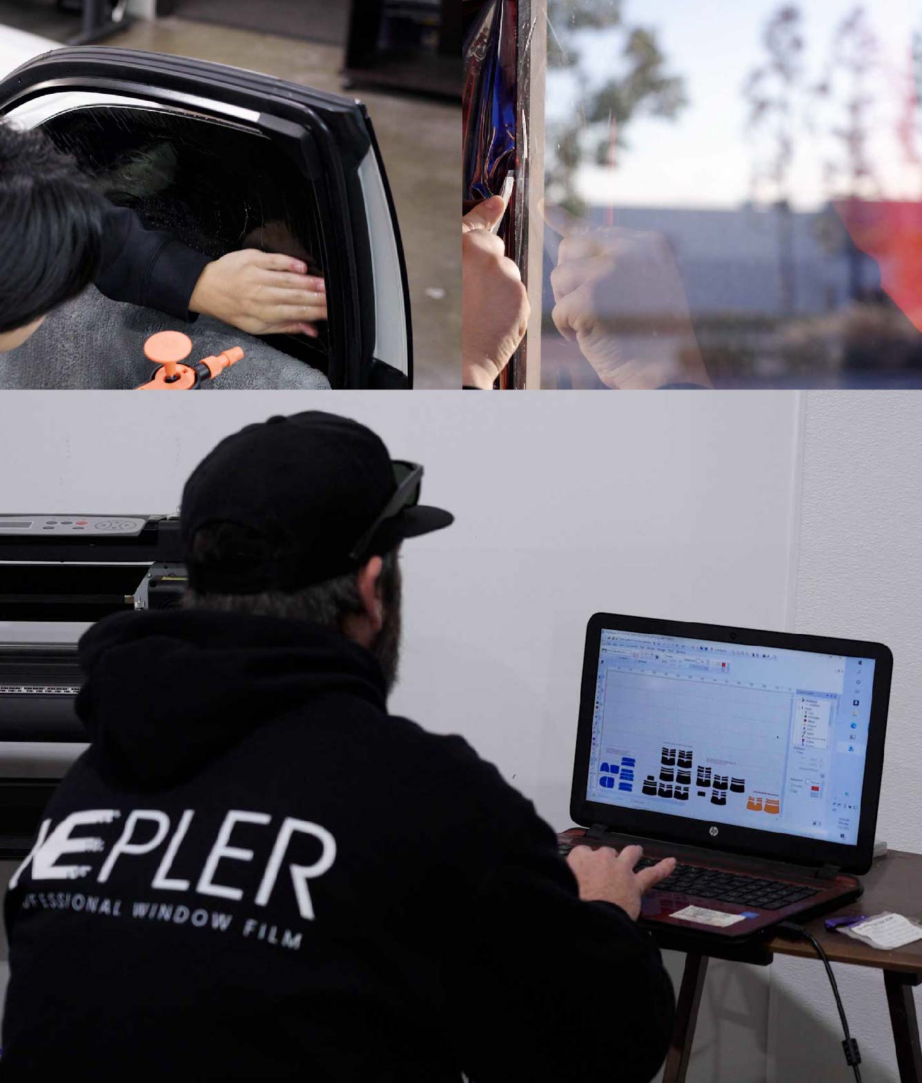 Ceramic Window Tinting Expert Cutting Film in Bloomingdale, Illinois