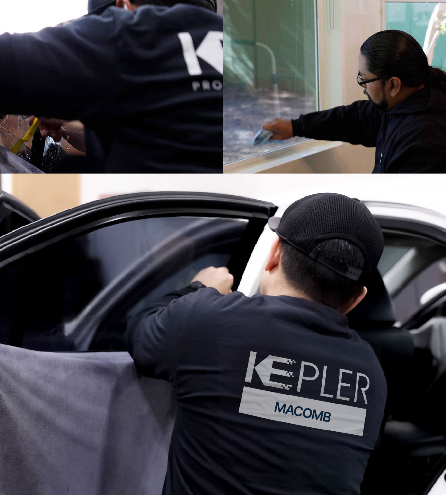 Automotive Window Tinting Expert Applying Film in Macomb, Michigan