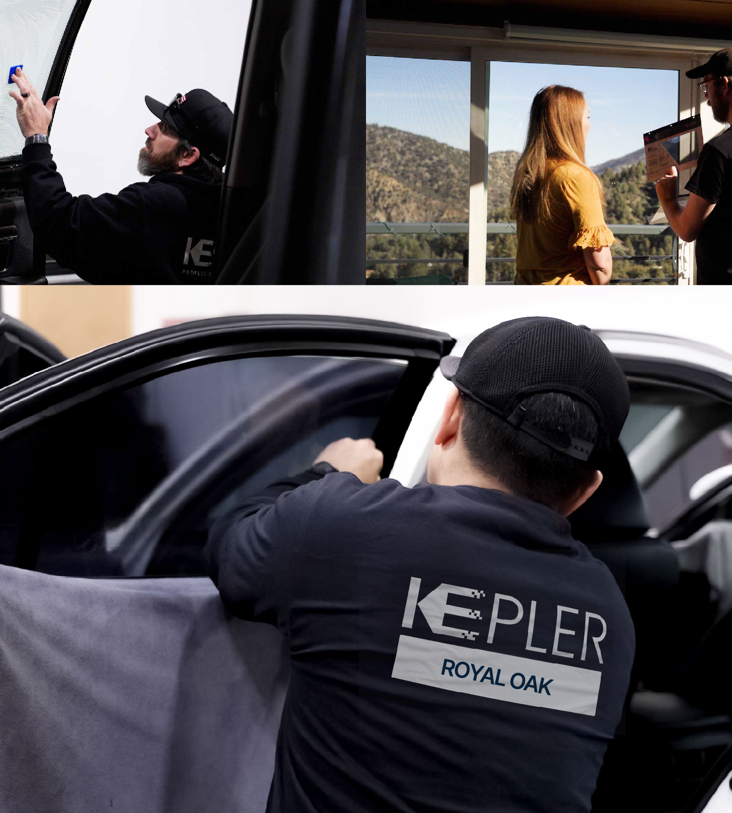 Automotive Window Tinting Expert Applying Film in Royal Oak, Michigan