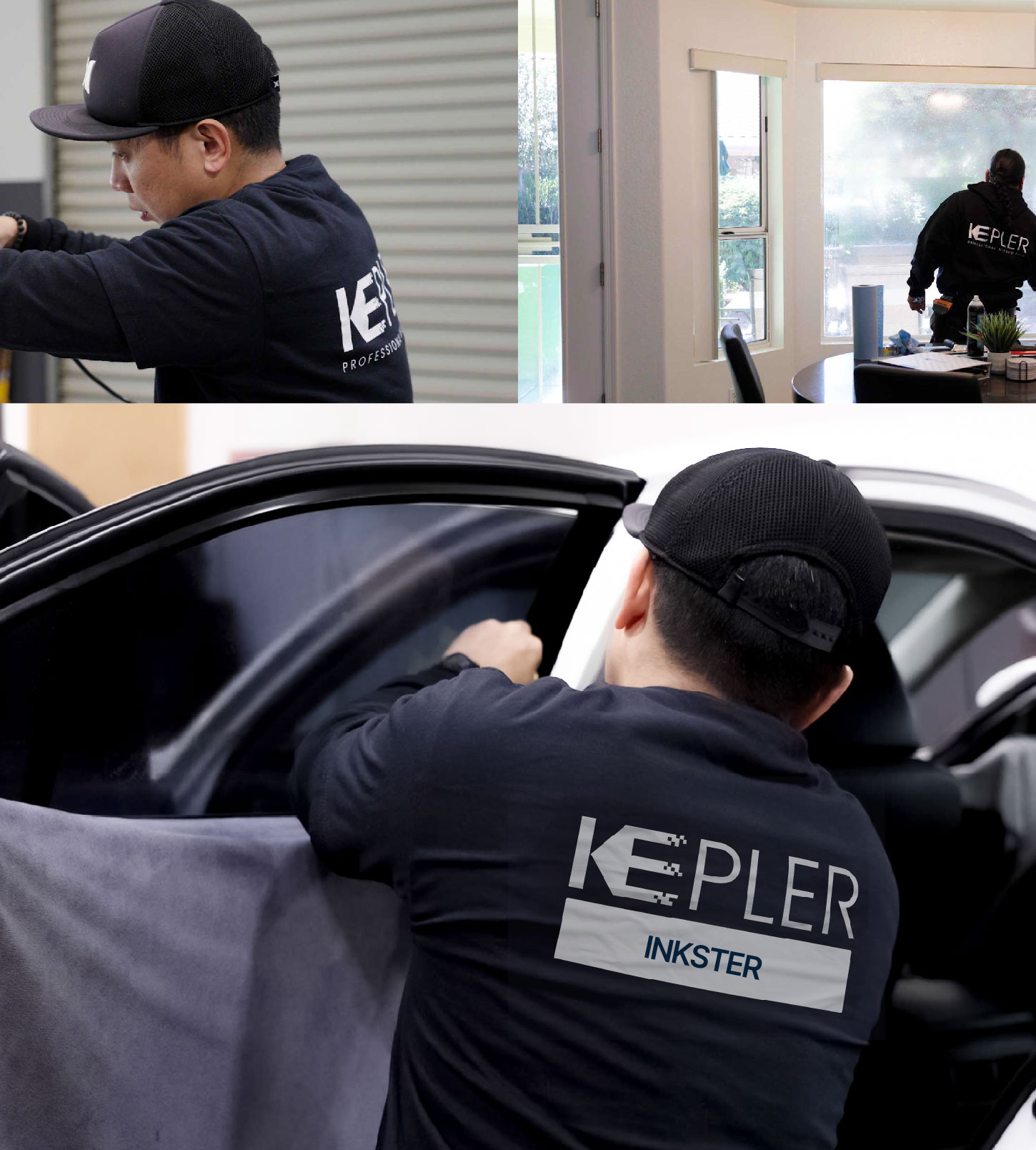 Automotive Window Tinting Expert Applying Film in Inkster, Michigan