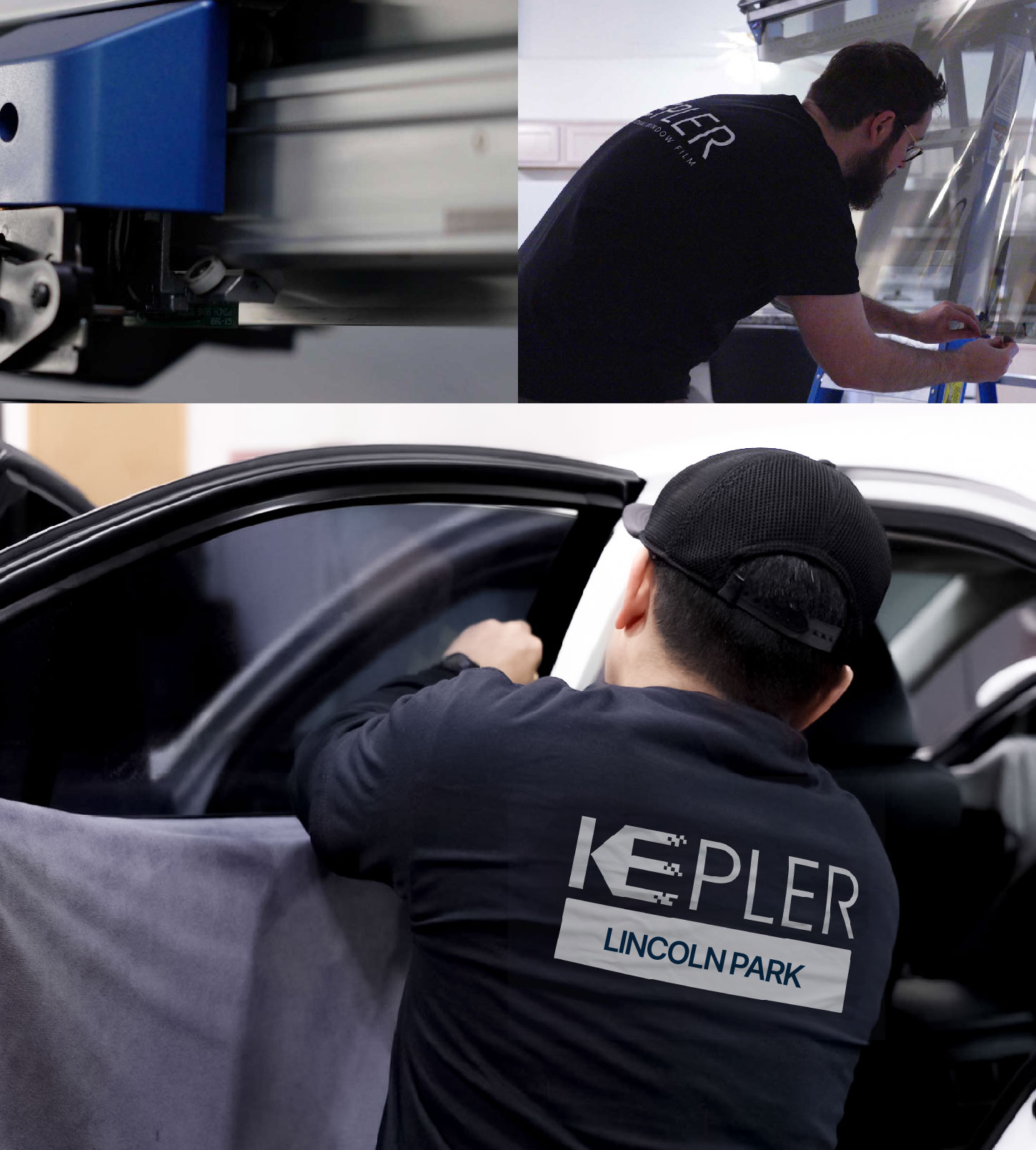 Automotive Window Tinting Expert Applying Film in Lincoln Park, Michigan