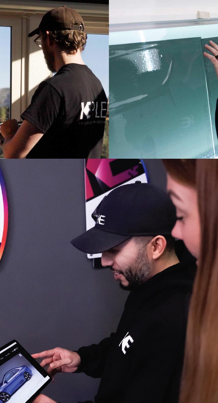 Kepler Dealer Showing Window Film Options to Customer in Oakland, California