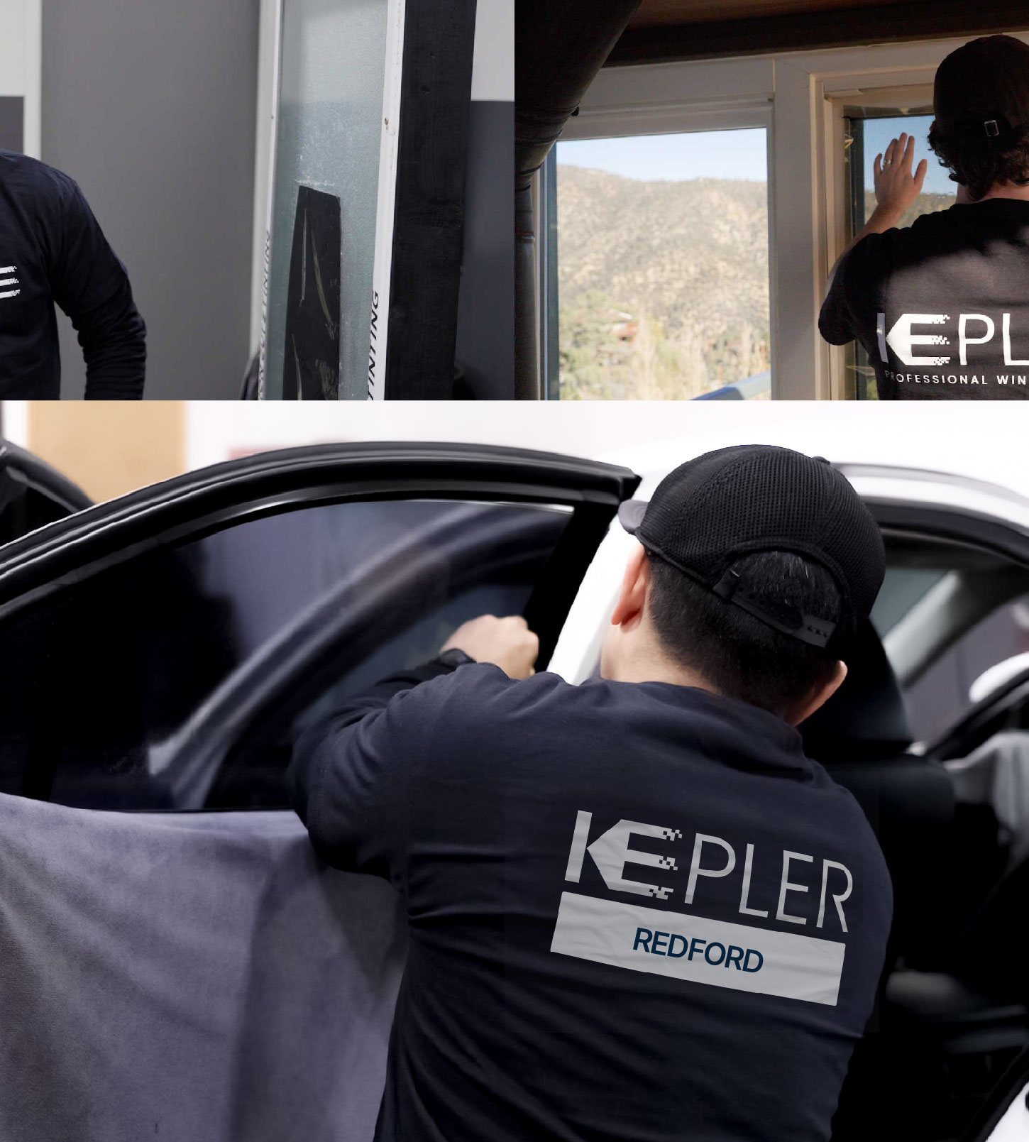 Automotive Window Tinting Expert Applying Film in Redford, Michigan