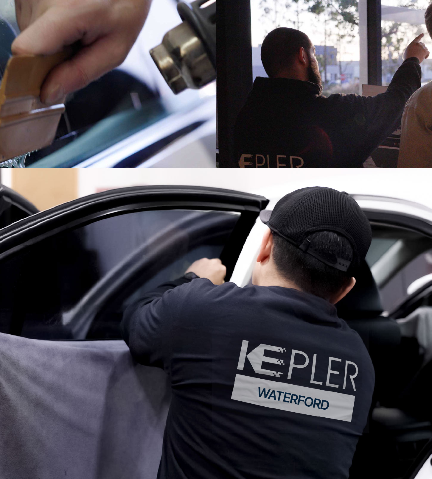Automotive Window Tinting Expert Applying Film in Waterford, Michigan