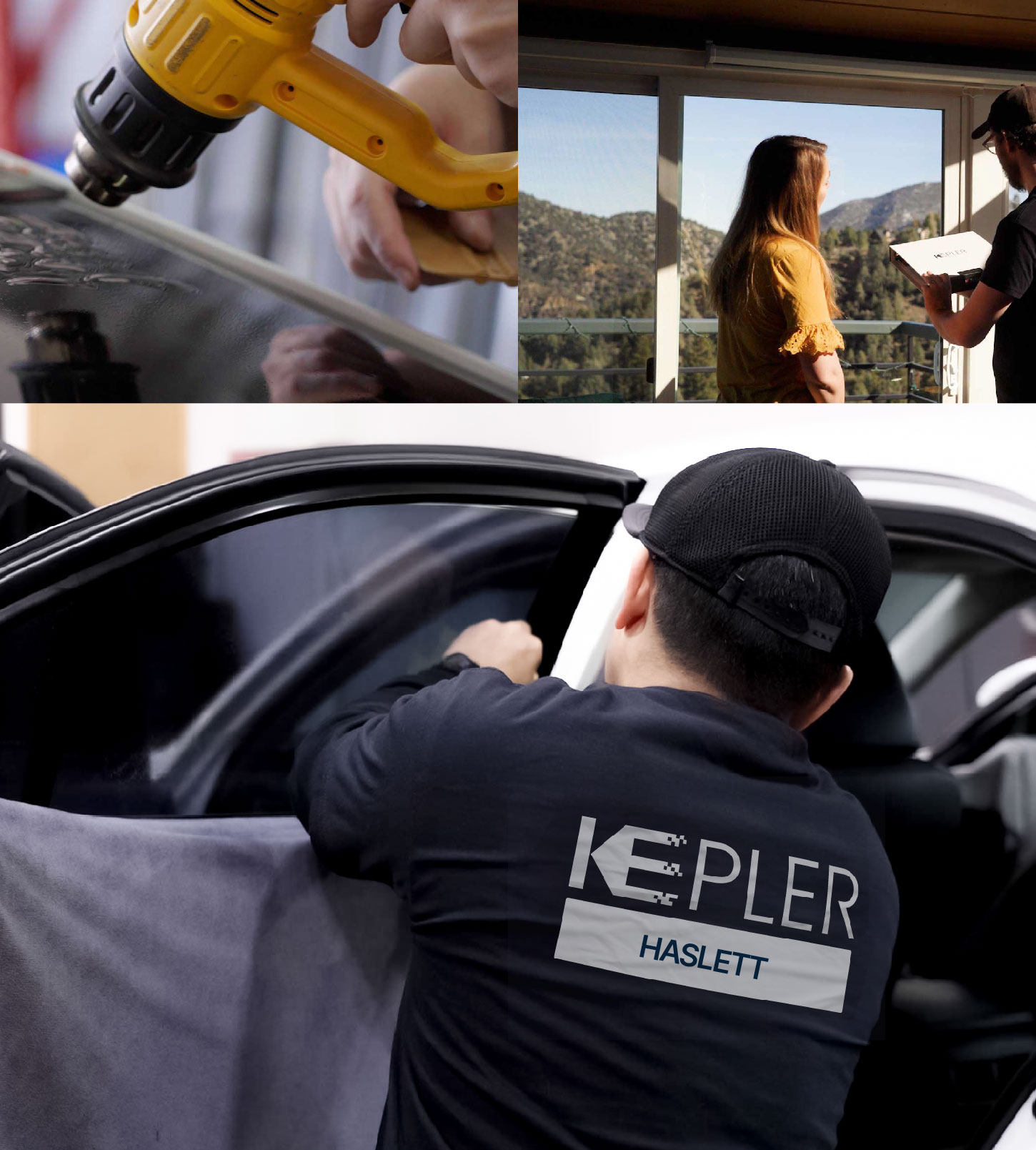 Automotive Window Tinting Expert Applying Film in Haslett, Michigan