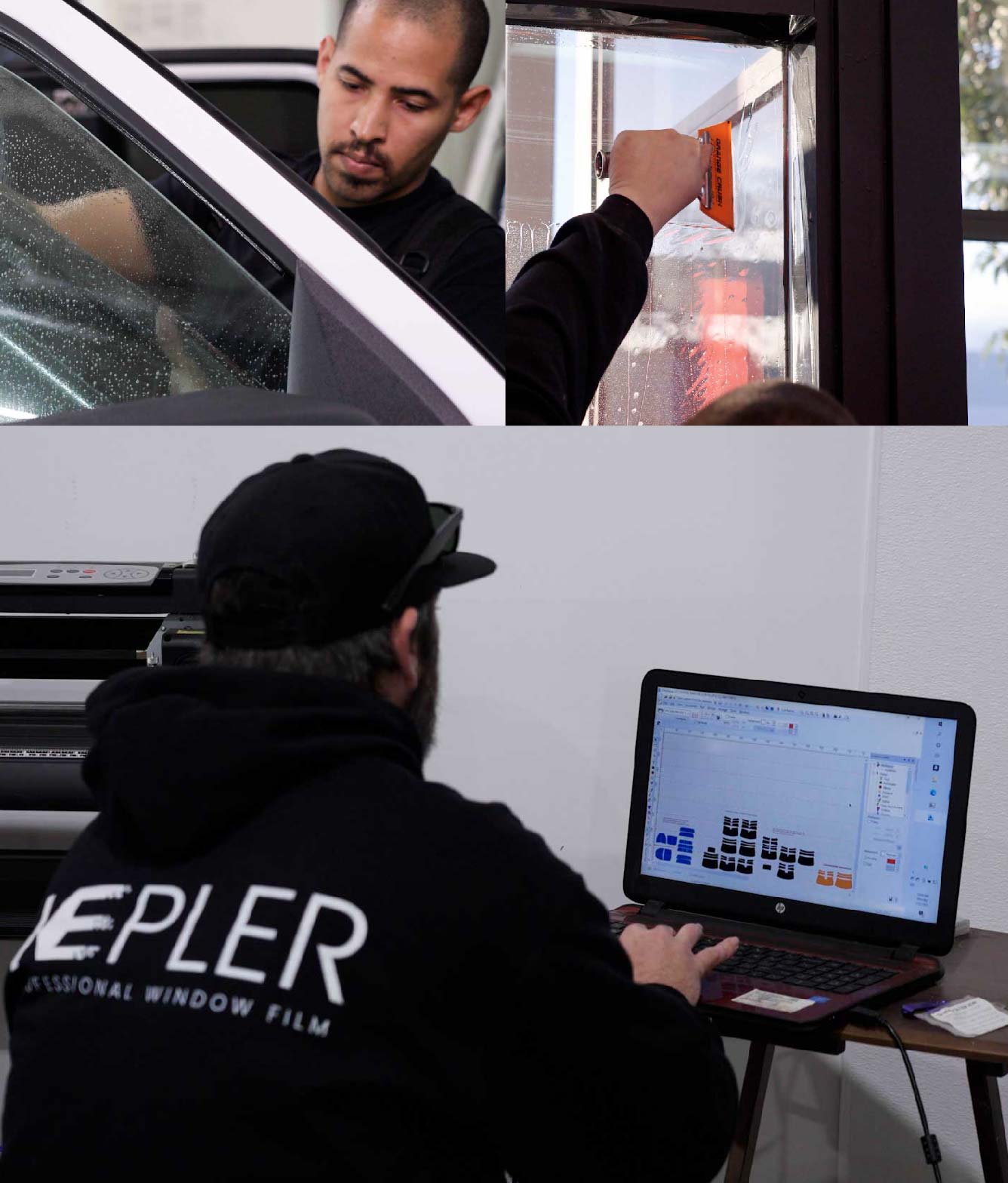 Ceramic Window Tinting Expert Cutting Film in North Aurora, Illinois