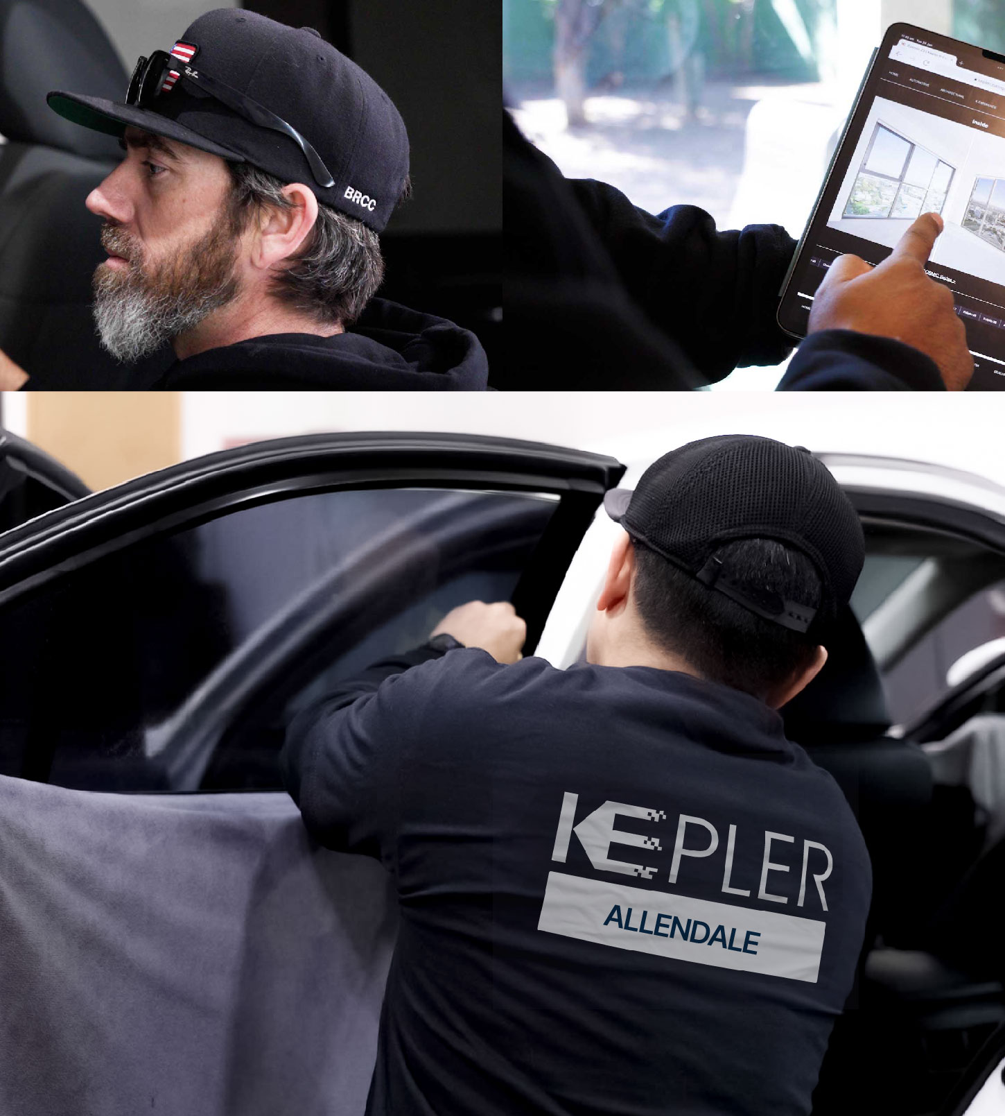Automotive Window Tinting Expert Applying Film in Allendale, Michigan