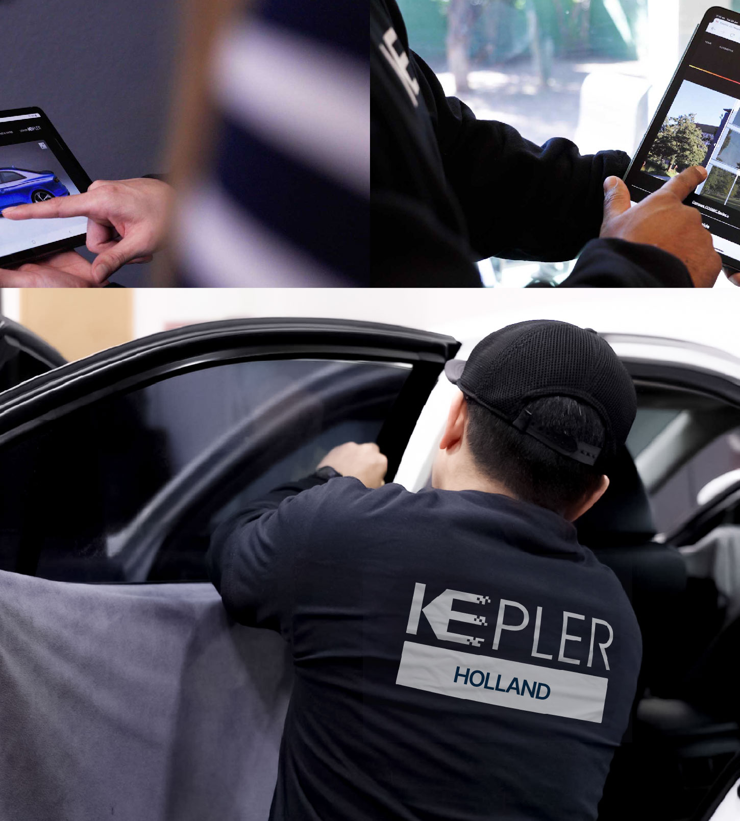 Automotive Window Tinting Expert Applying Film in Holland, Michigan