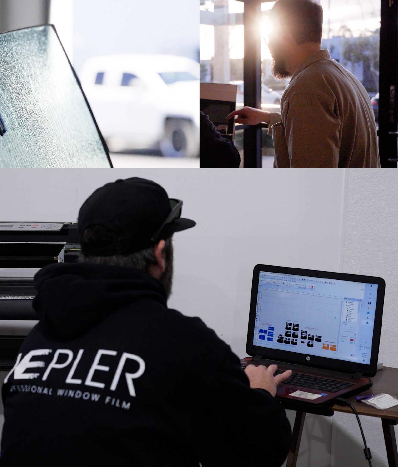 Ceramic Window Tinting Expert Cutting Film in Loves Park, Illinois