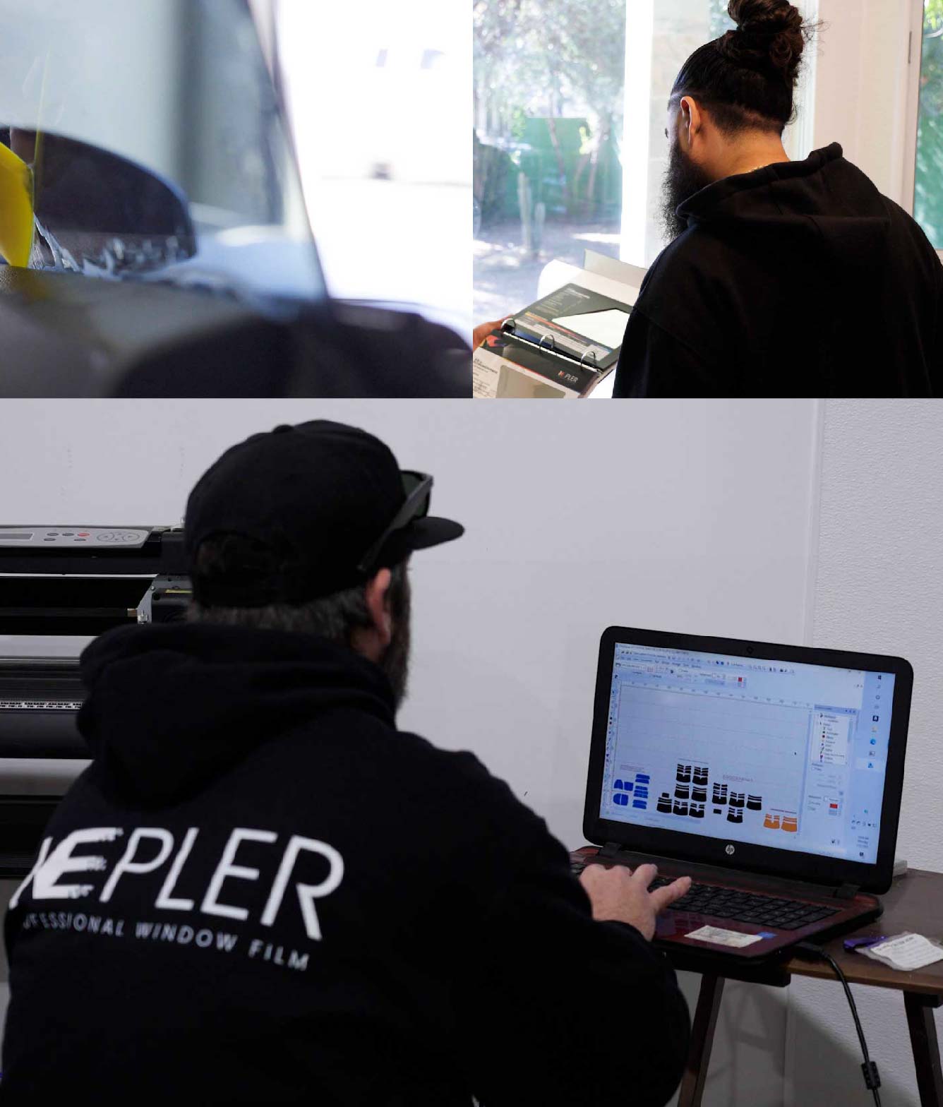 Ceramic Window Tinting Expert Cutting Film in Macomb, Illinois