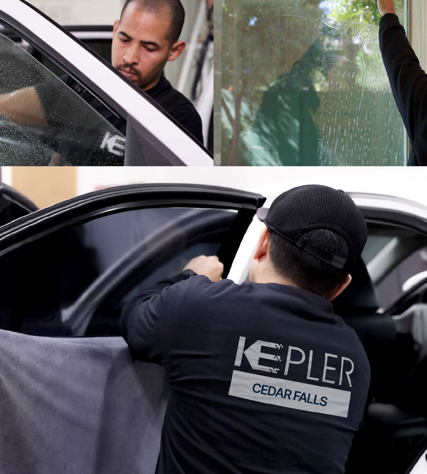Automotive Window Tinting Expert Applying Film in Cedar Falls, Iowa