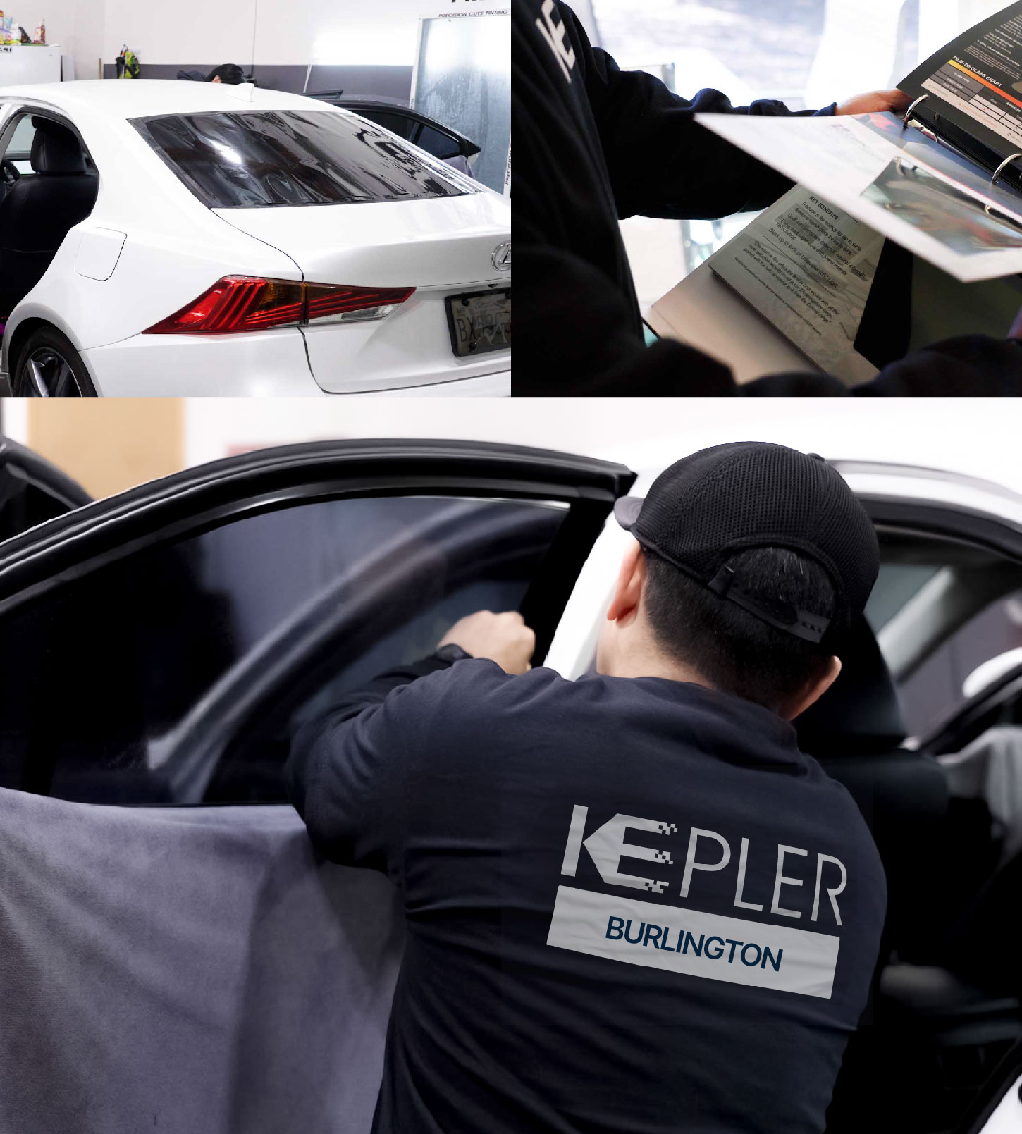 Automotive Window Tinting Expert Applying Film in Burlington, Iowa