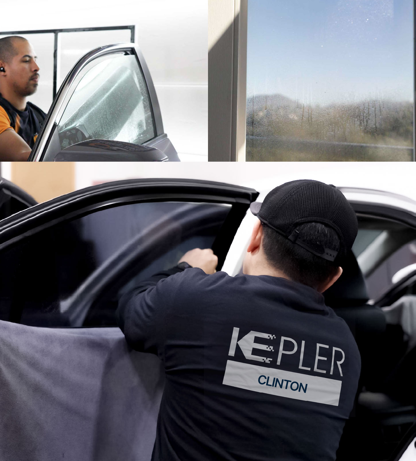 Automotive Window Tinting Expert Applying Film in Clinton, Iowa