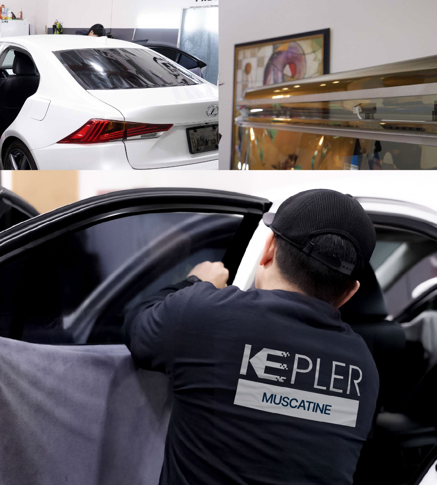 Automotive Window Tinting Expert Applying Film in Muscatine, Iowa