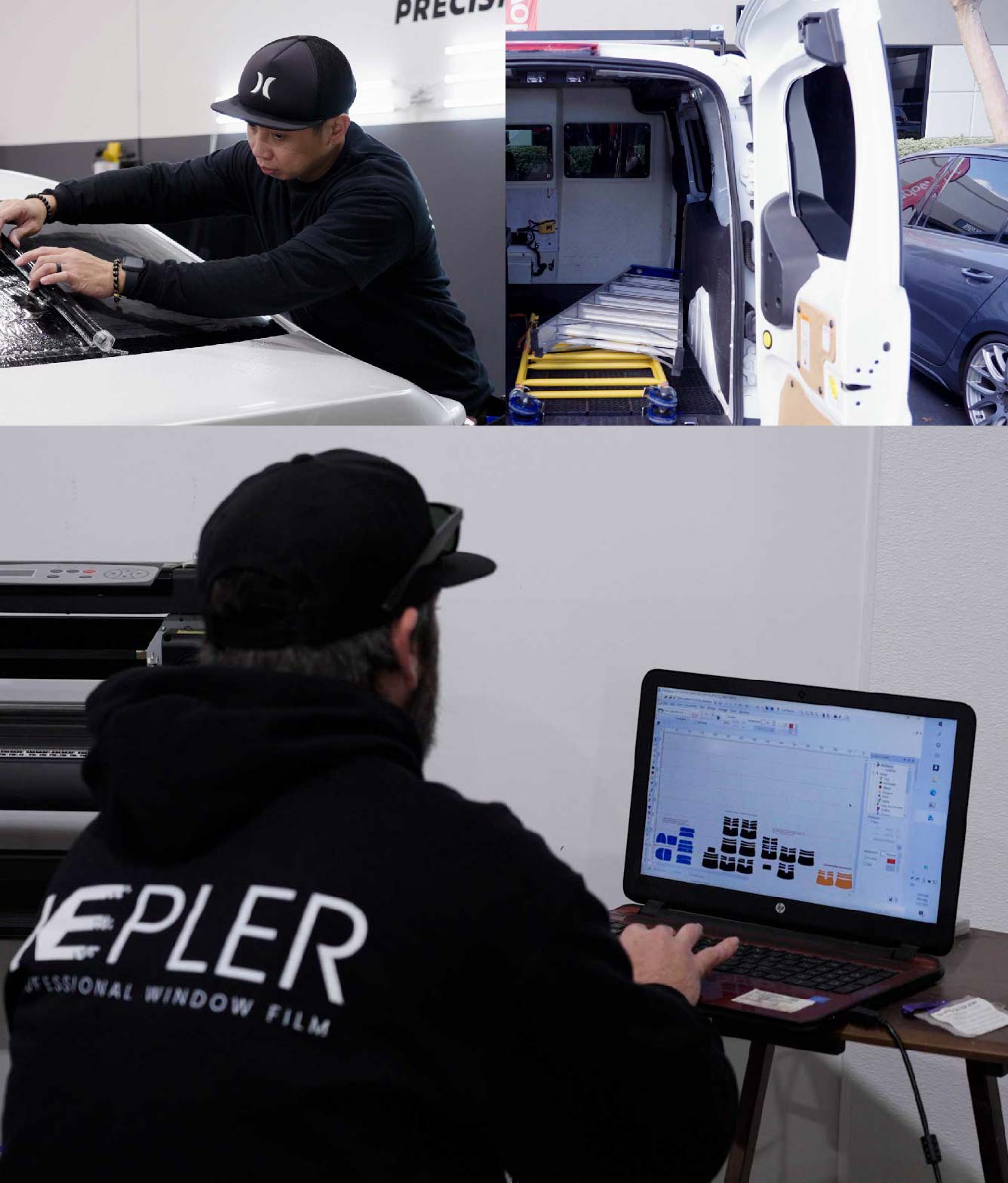 Ceramic Window Tinting Expert Cutting Film in Chesterfield, Missouri