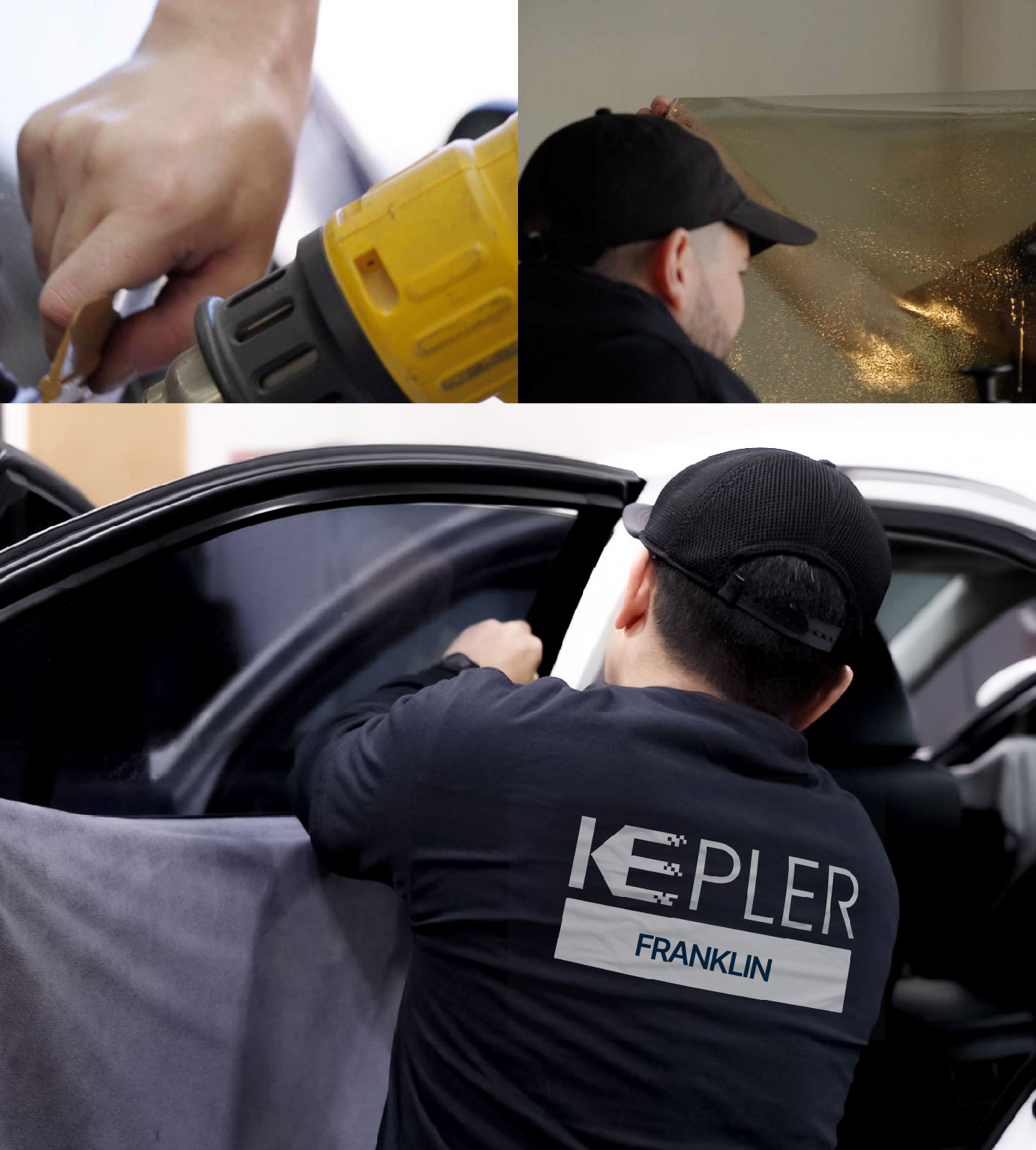Automotive Window Tinting Expert Applying Film in Franklin, Wisconsin