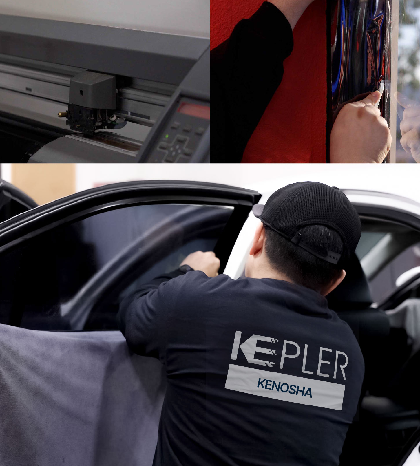 Automotive Window Tinting Expert Applying Film in Kenosha, Wisconsin