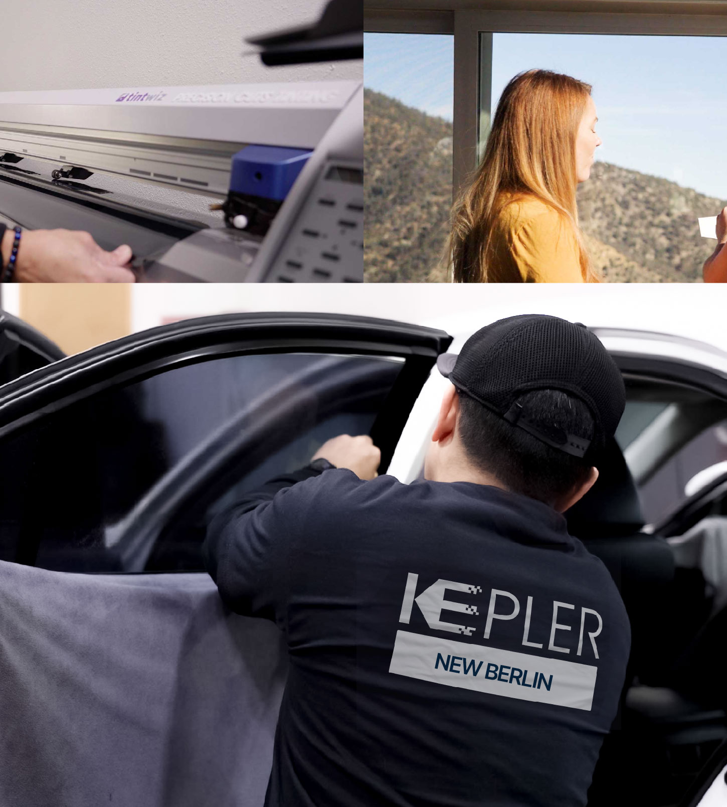 Automotive Window Tinting Expert Applying Film in New Berlin, Wisconsin