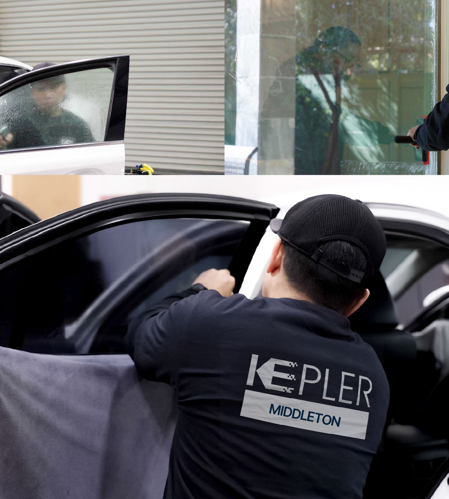 Automotive Window Tinting Expert Applying Film in Middleton, Wisconsin