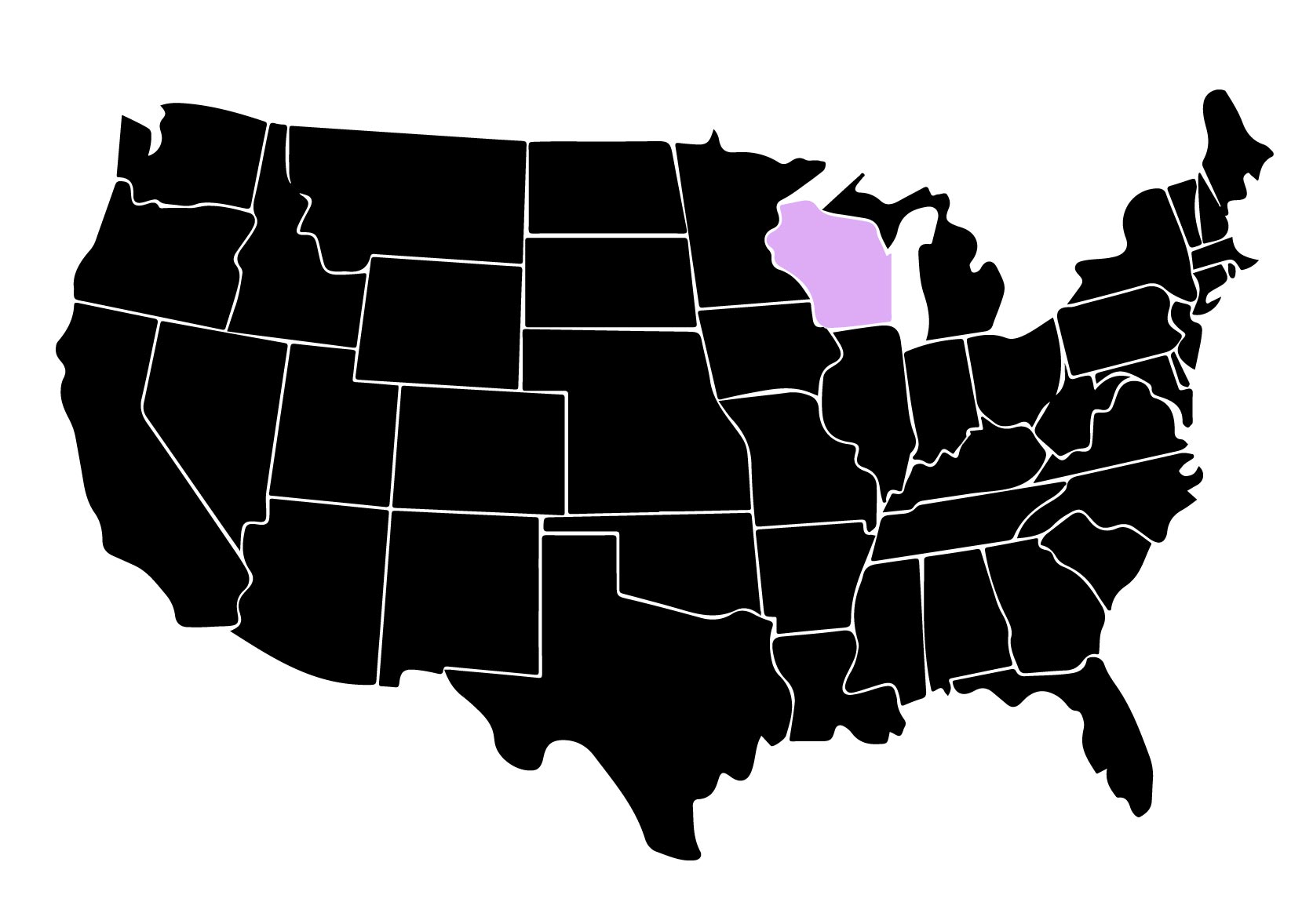 Map Showing Location of Kepler Window Tinters in Beaver Dam, Wisconsin with Purple Highlight on the State