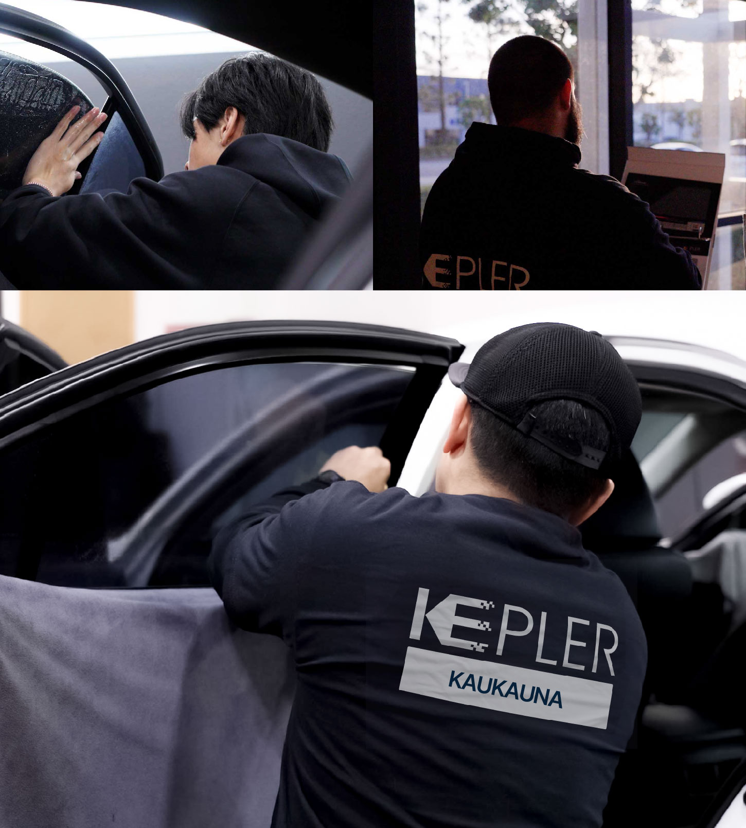 Automotive Window Tinting Expert Applying Film in Kaukauna, Wisconsin