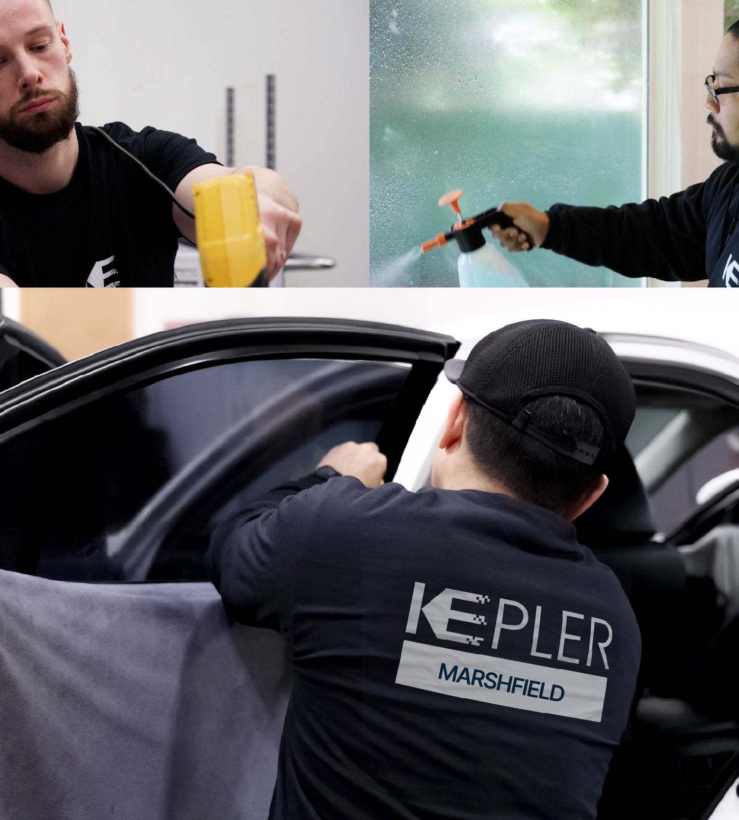 Automotive Window Tinting Expert Applying Film in Marshfield, Wisconsin