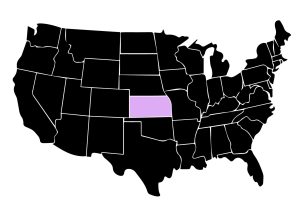 Map Showing Location of Kepler Window Tinters in Overland Park, Kansas with Purple Highlight on the State