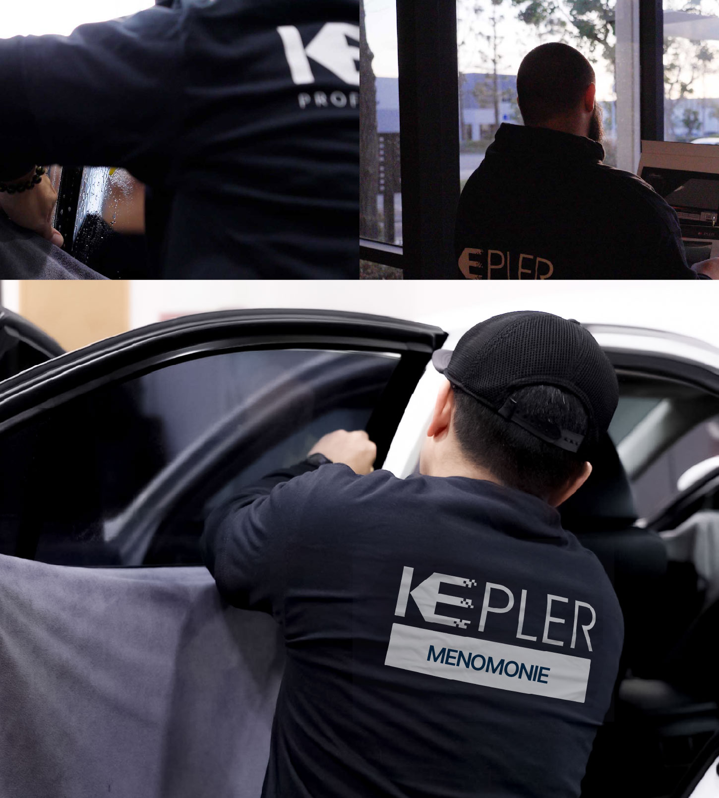 Automotive Window Tinting Expert Applying Film in Menomonie, Wisconsin