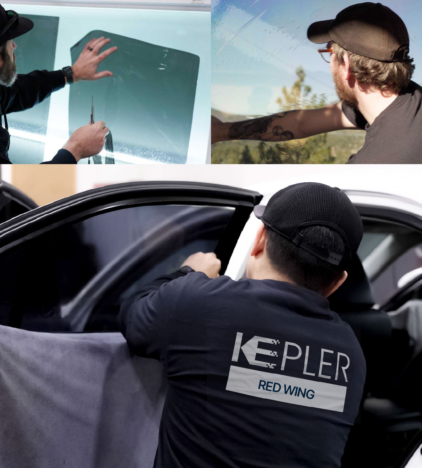 Automotive Window Tinting Expert Applying Film in Red Wing, Minnesota