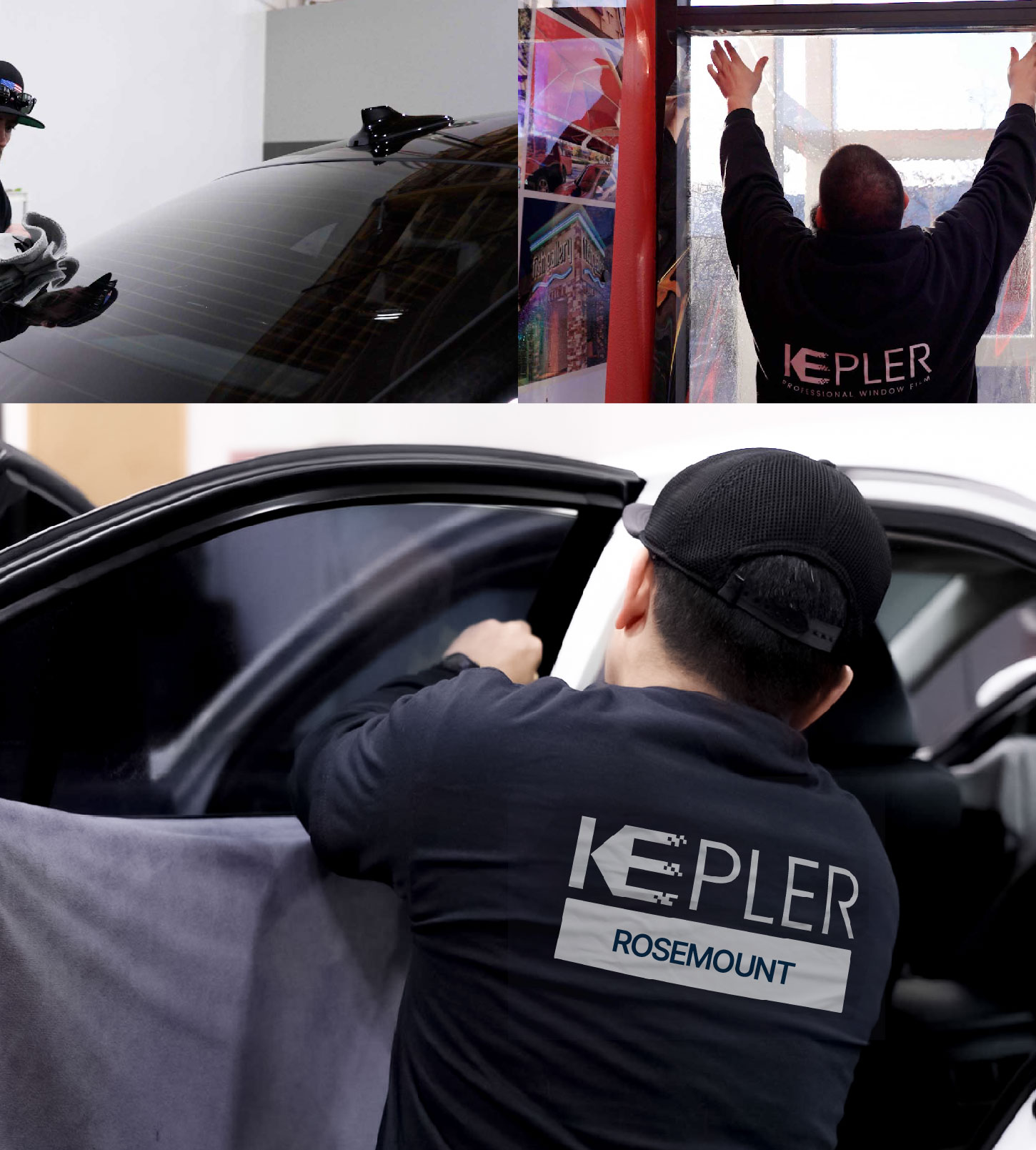 Automotive Window Tinting Expert Applying Film in Rosemount, Minnesota