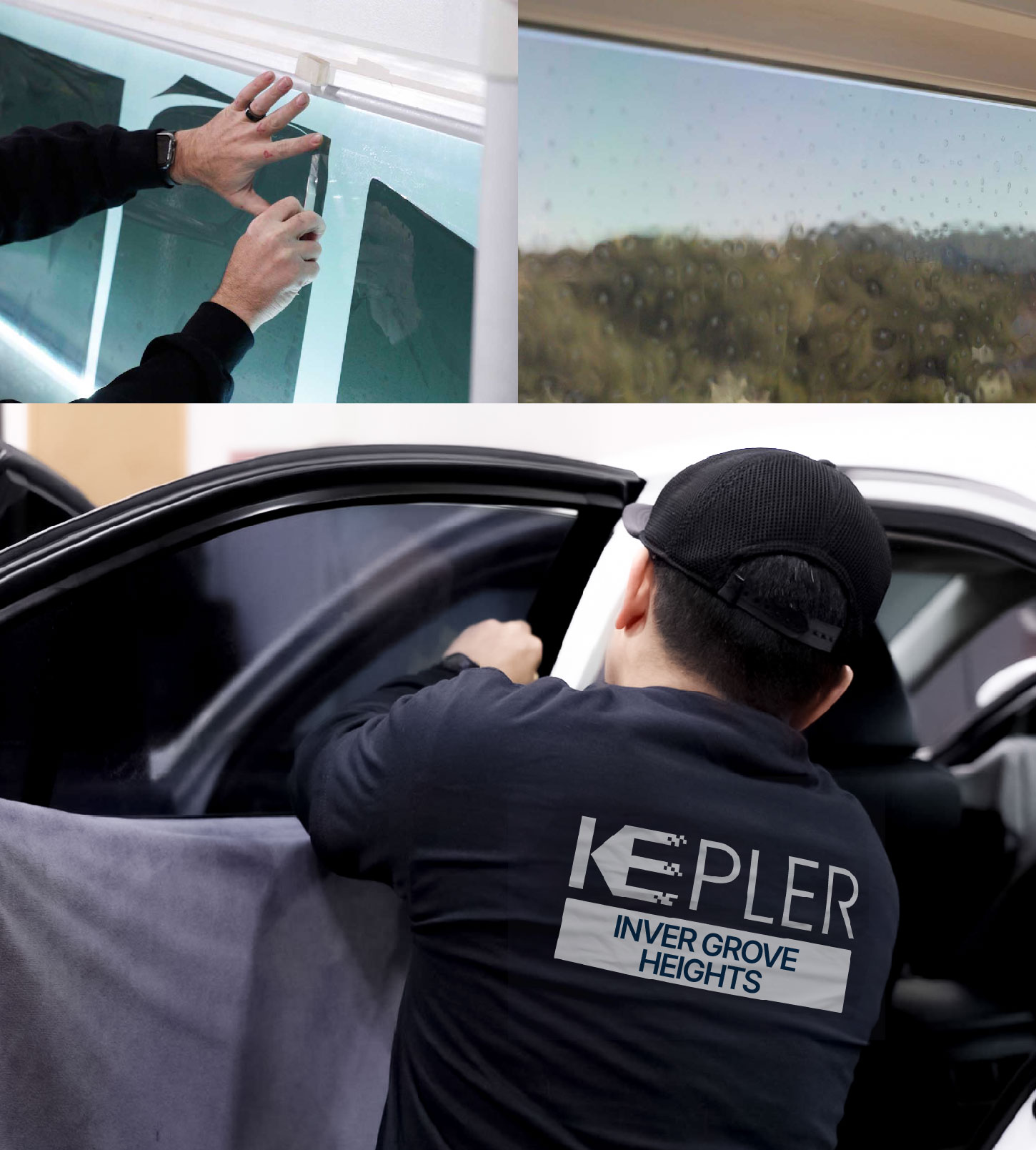 Automotive Window Tinting Expert Applying Film in Inver Grove Heights, Minnesota