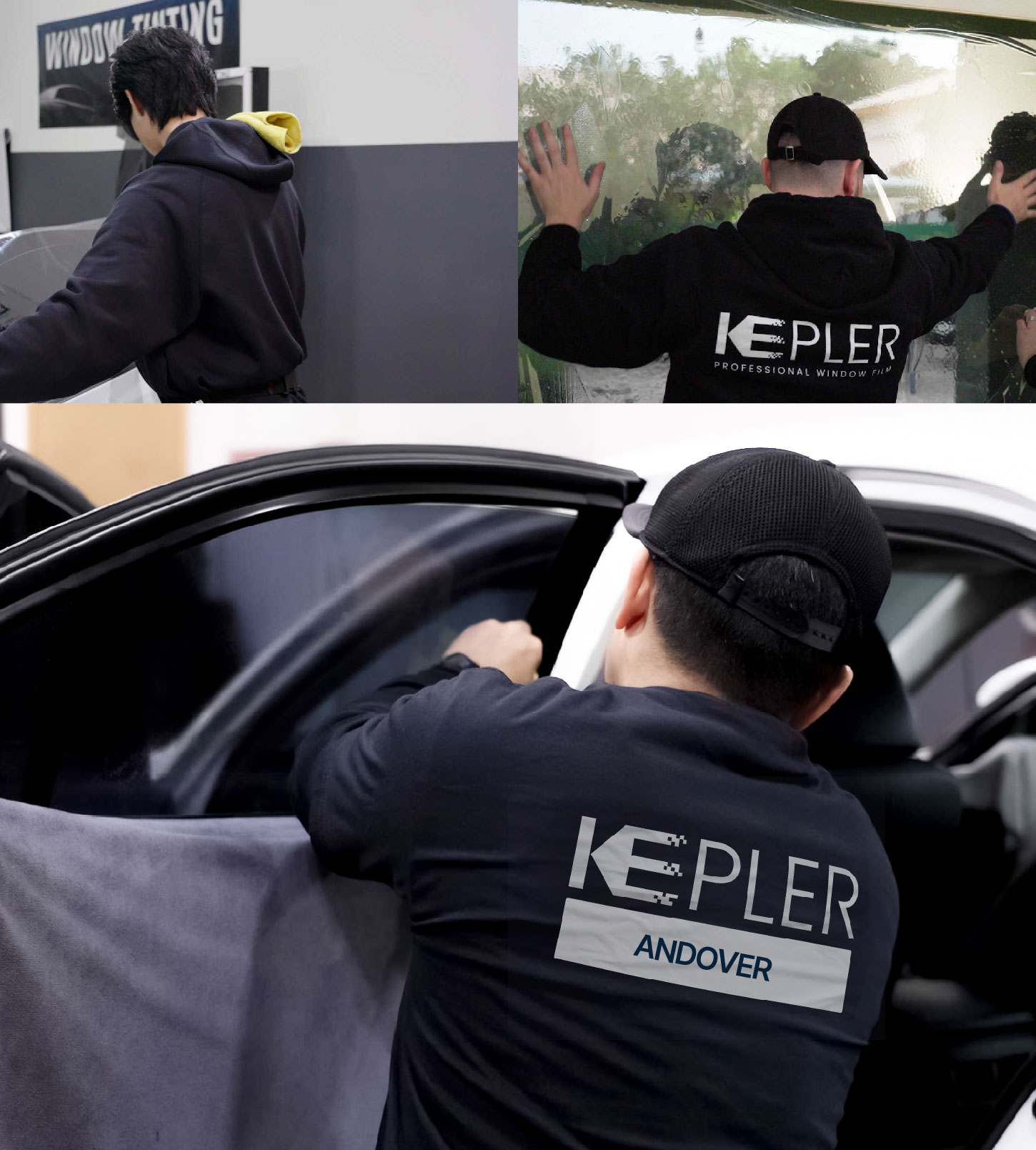 Automotive Window Tinting Expert Applying Film in Andover, Minnesota