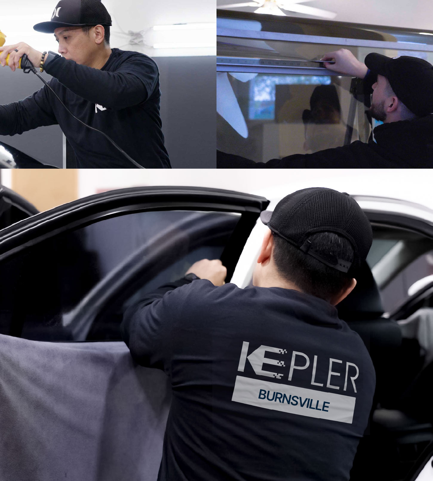 Automotive Window Tinting Expert Applying Film in Burnsville, Minnesota