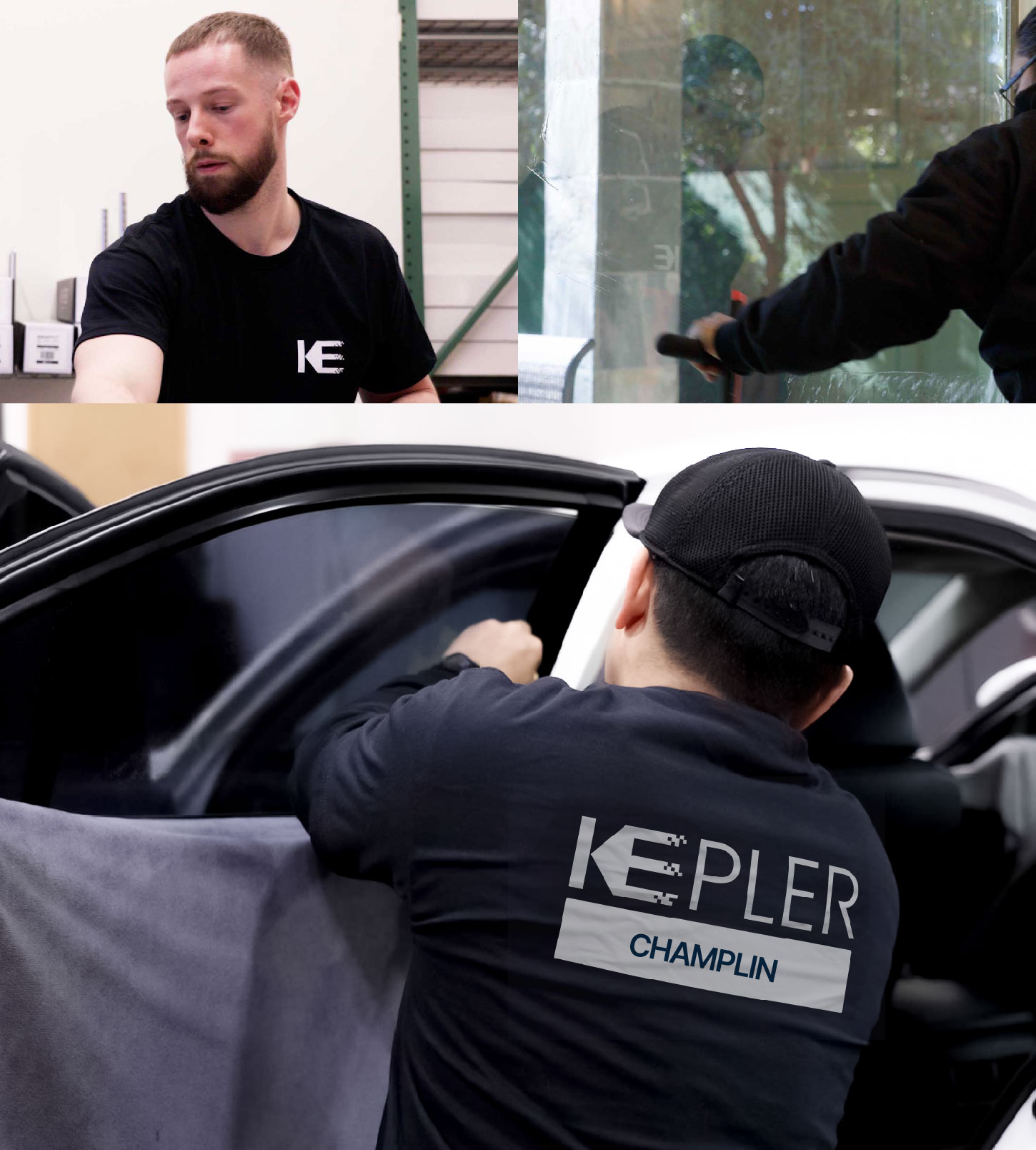 Automotive Window Tinting Expert Applying Film in Champlin, Minnesota