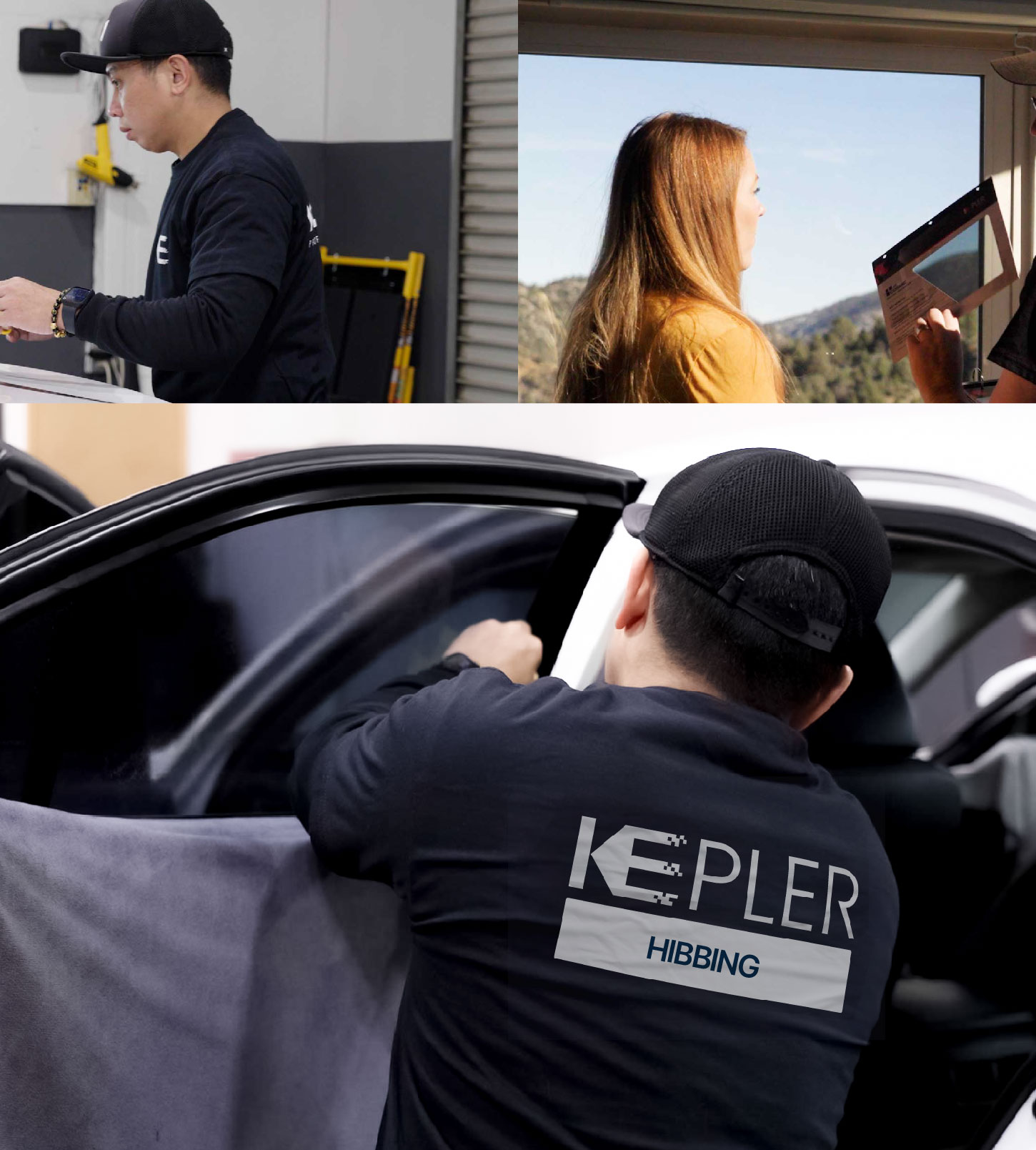 Automotive Window Tinting Expert Applying Film in Hibbing, Minnesota