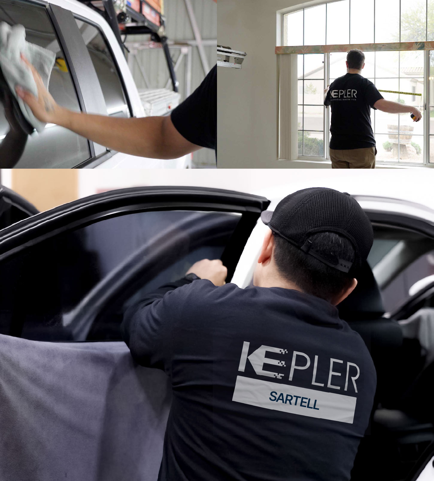 Automotive Window Tinting Expert Applying Film in Sartell, Minnesota