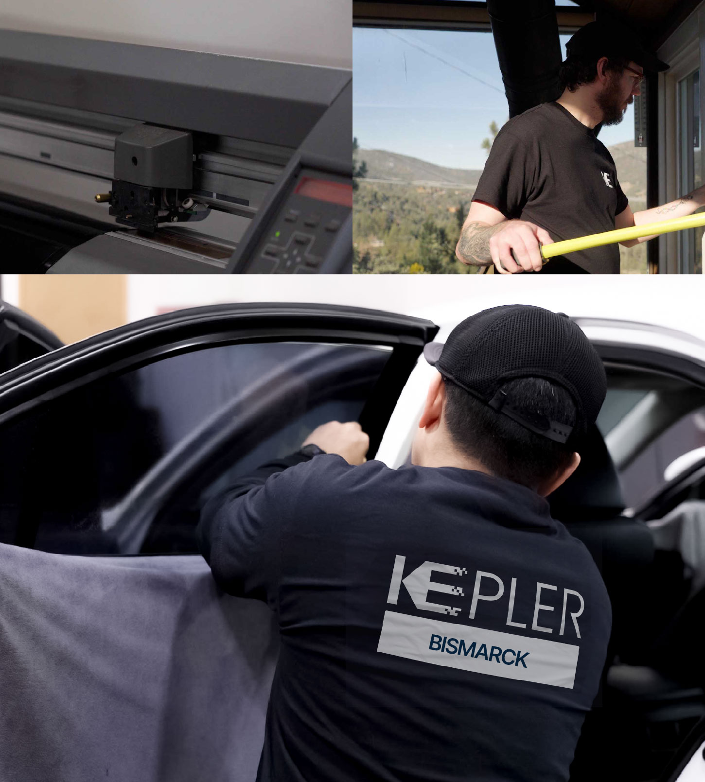 Automotive Window Tinting Expert Applying Film in Bismarck, North Dakota