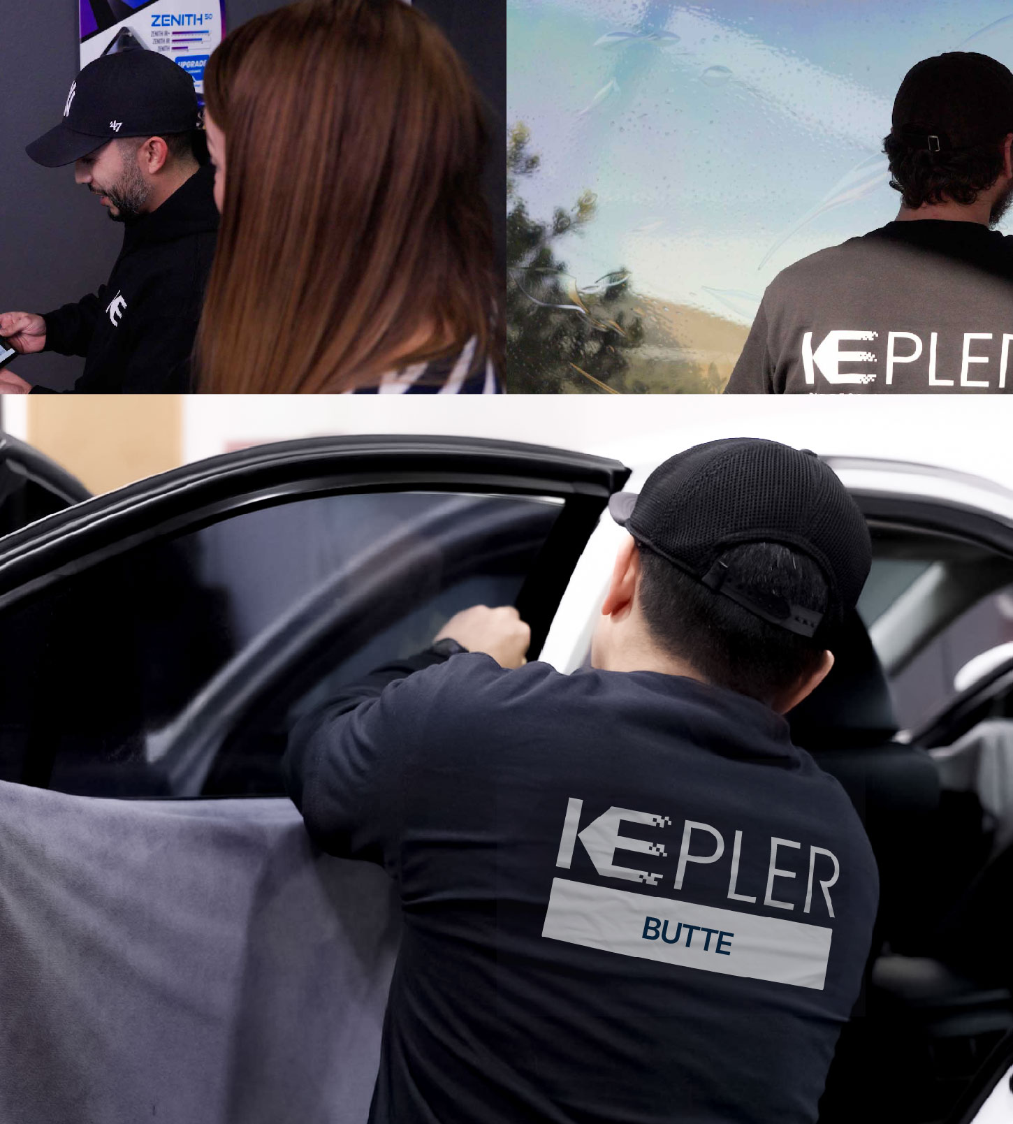 Automotive Window Tinting Expert Applying Film in Butte, Montana