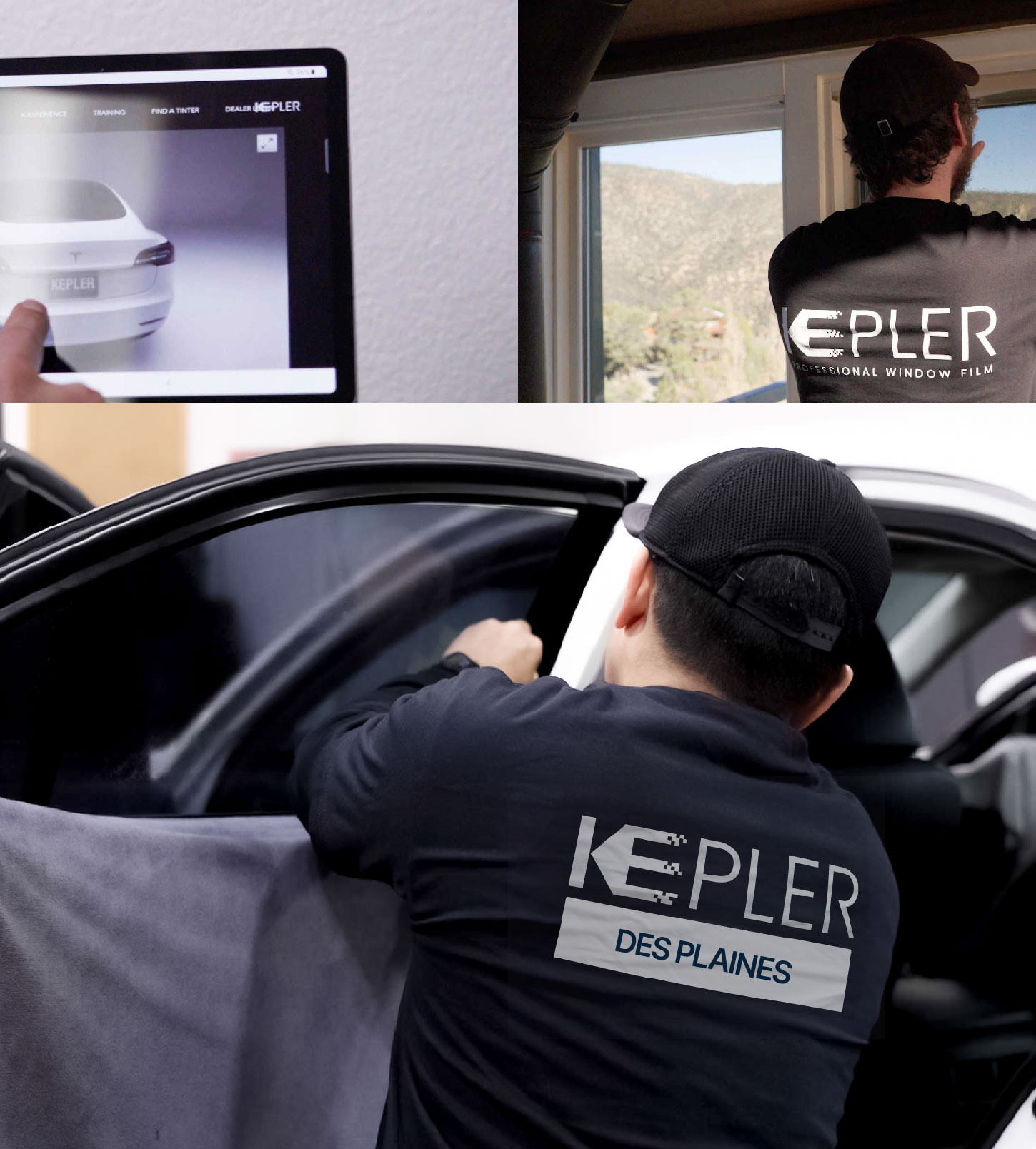 Automotive Window Tinting Expert Applying Film in Des Plaines, Illinois
