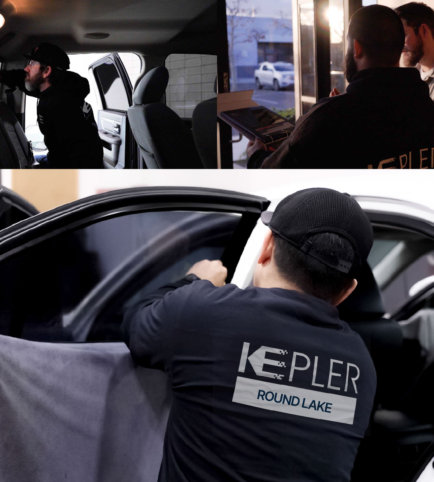 Automotive Window Tinting Expert Applying Film in Round Lake, Illinois