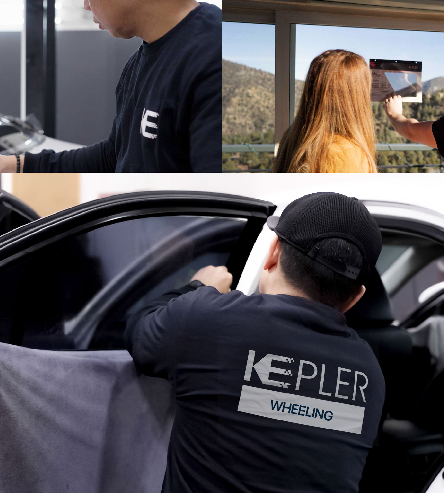 Automotive Window Tinting Expert Applying Film in Wheeling, Illinois