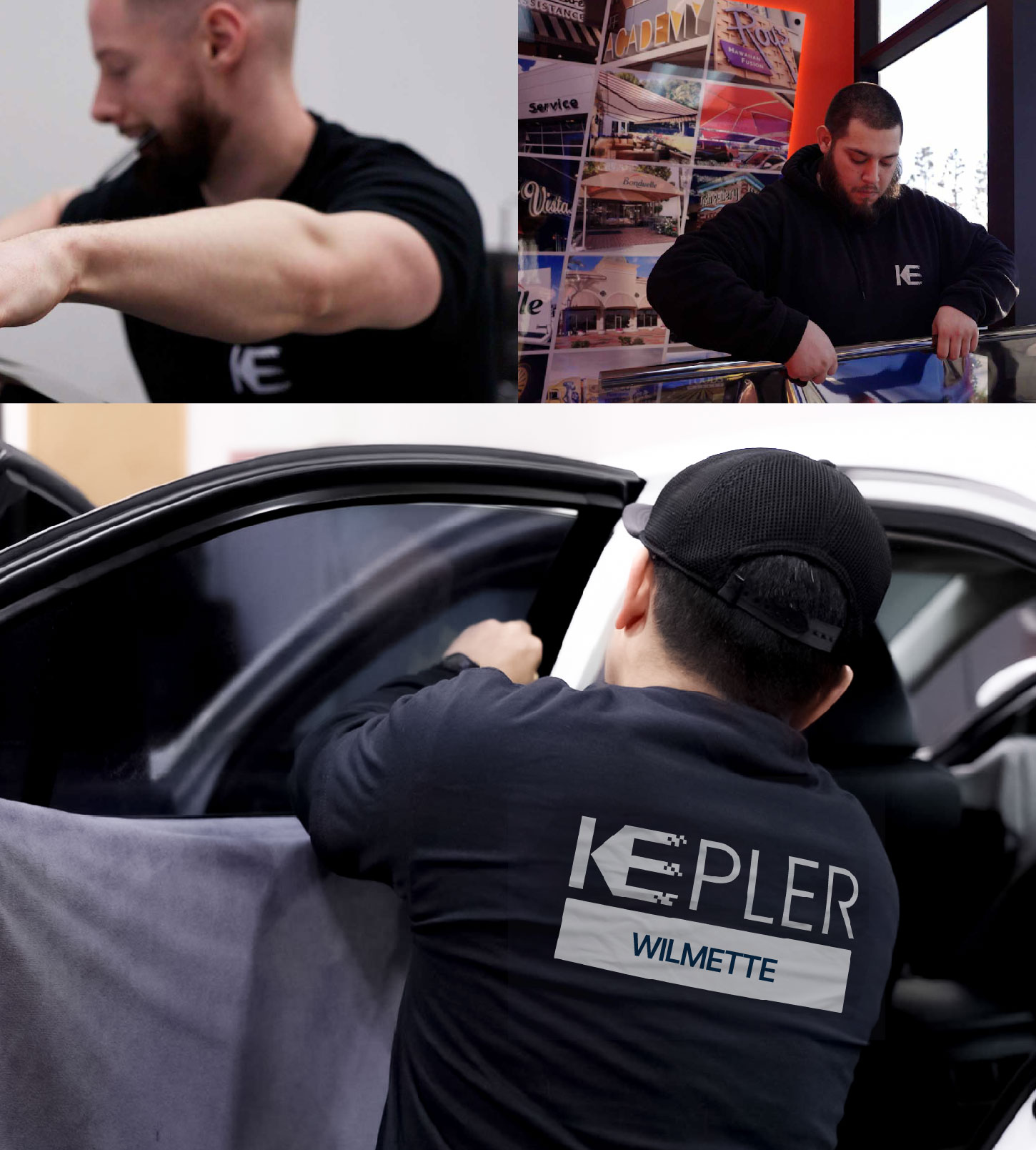 Automotive Window Tinting Expert Applying Film in Wilmette, Illinois
